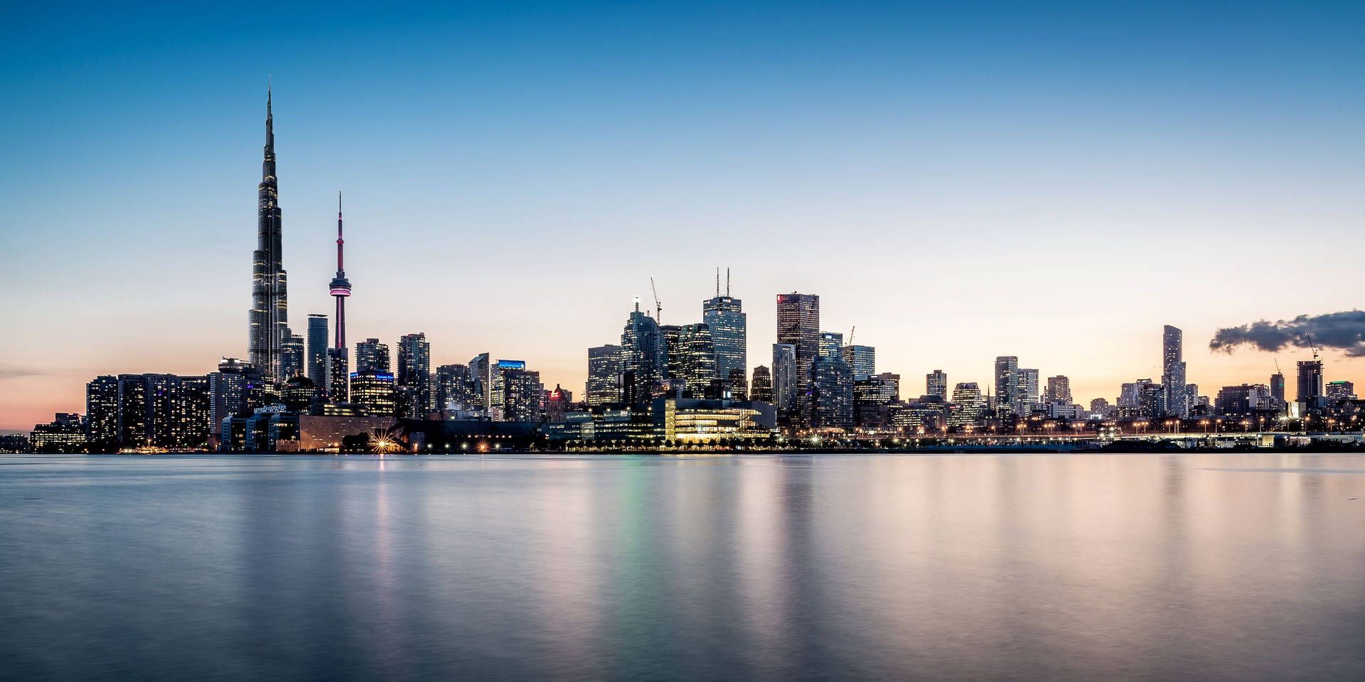 1920x960 Download Mirroring Beauty of Toronto City, Ontario, Canada Wallpaper