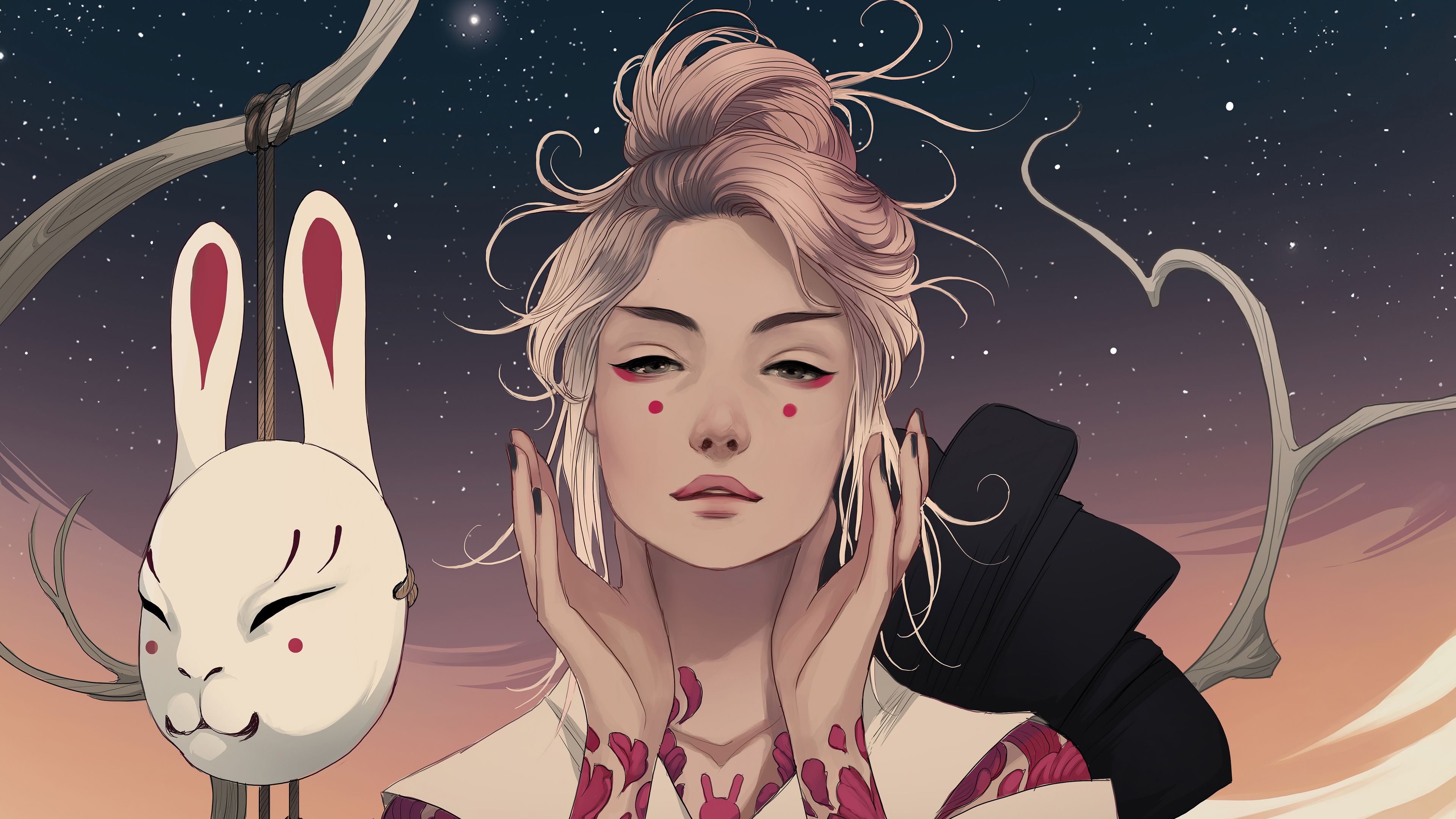 3840x2160 Enchanted Masked Woman Ultra HD Fantasy Wallpaper