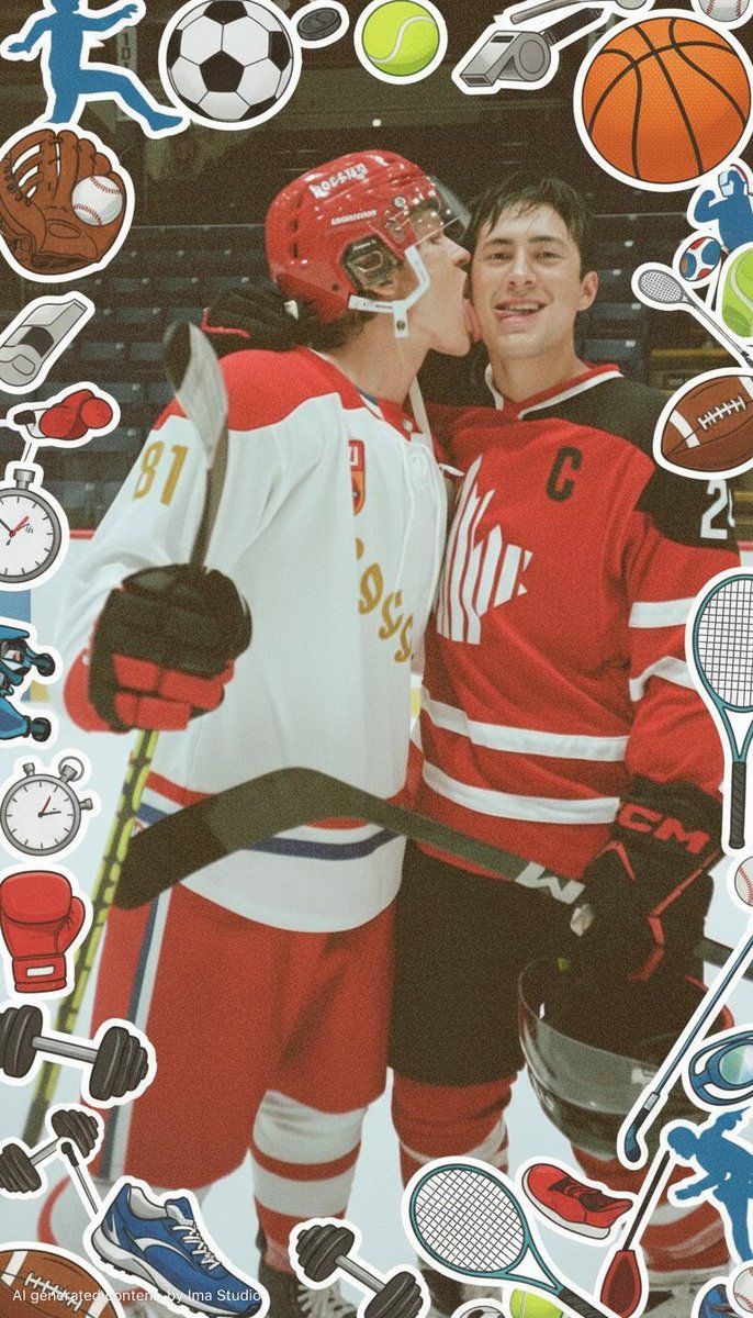 686x1200 A stylish wallpaper featuring Shane Hollander and Ilya Rozanov with sticker details. This edit was created on ImaStudio—make your own custom wallpaper online. #imastudio #nanobanana #wallpaper #heatedrivalry #ShaneHollander #ilyarozanov