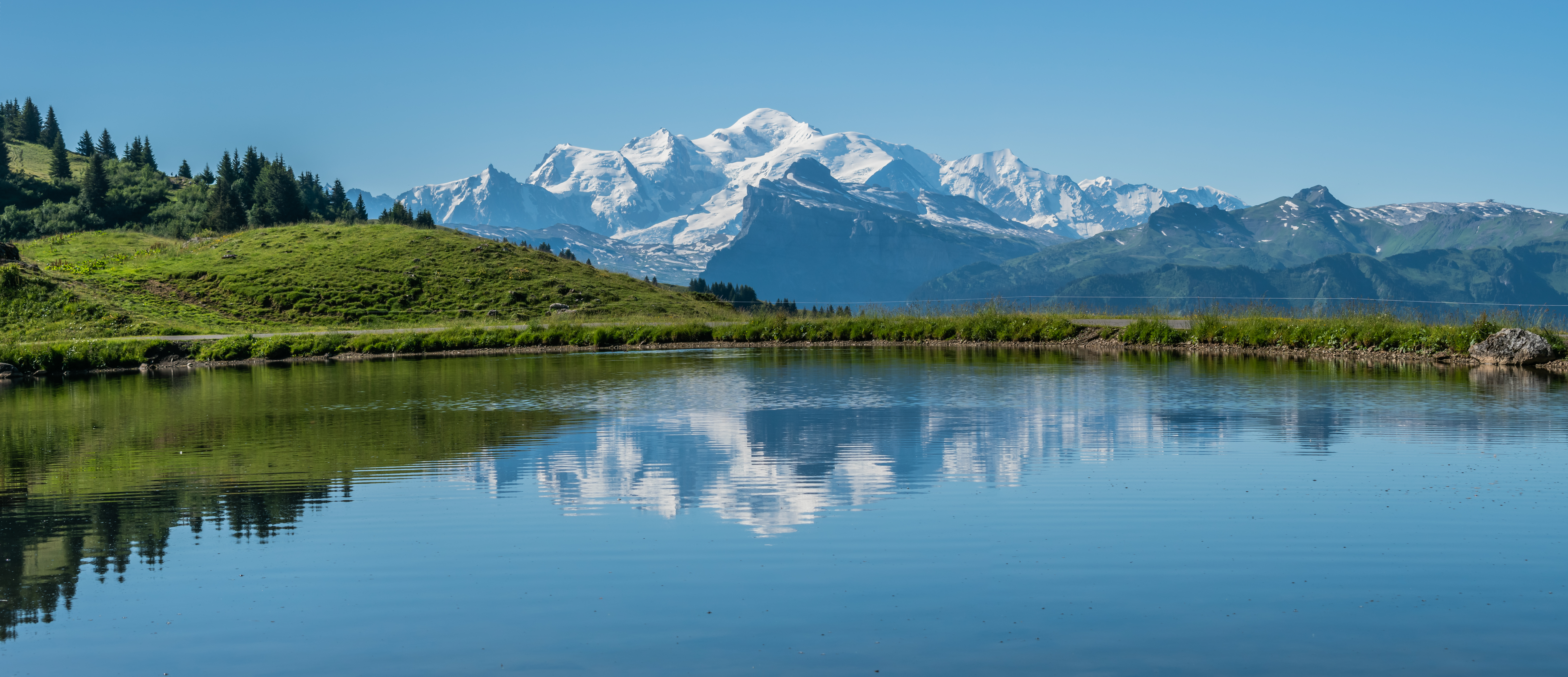 6478x2798 Massif Du Mont Blanc From Lac De Joux Plane