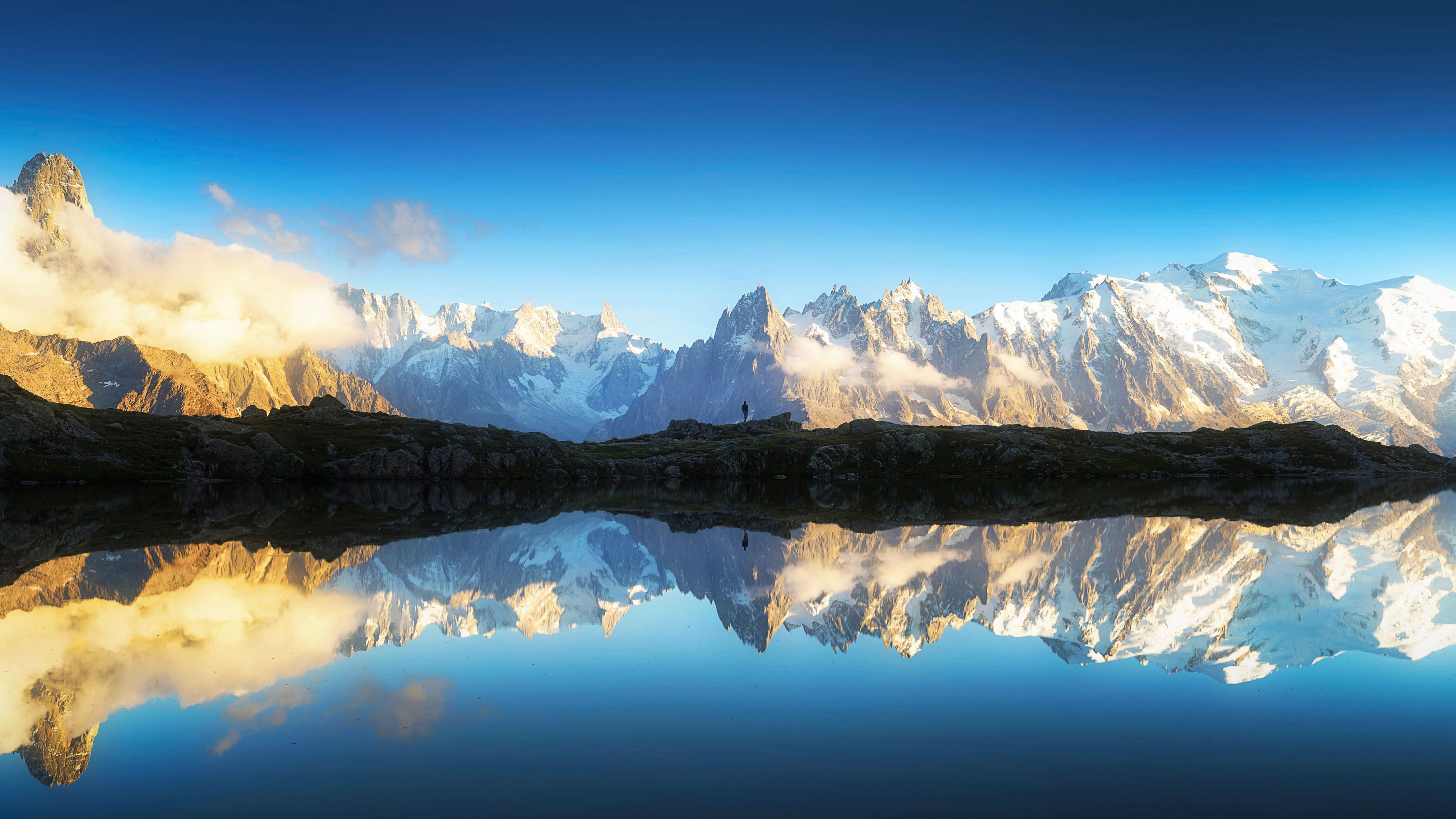 4480x2520 Mont Blanc massif Wallpaper 4K, Alps mountains, 5K, Reflections