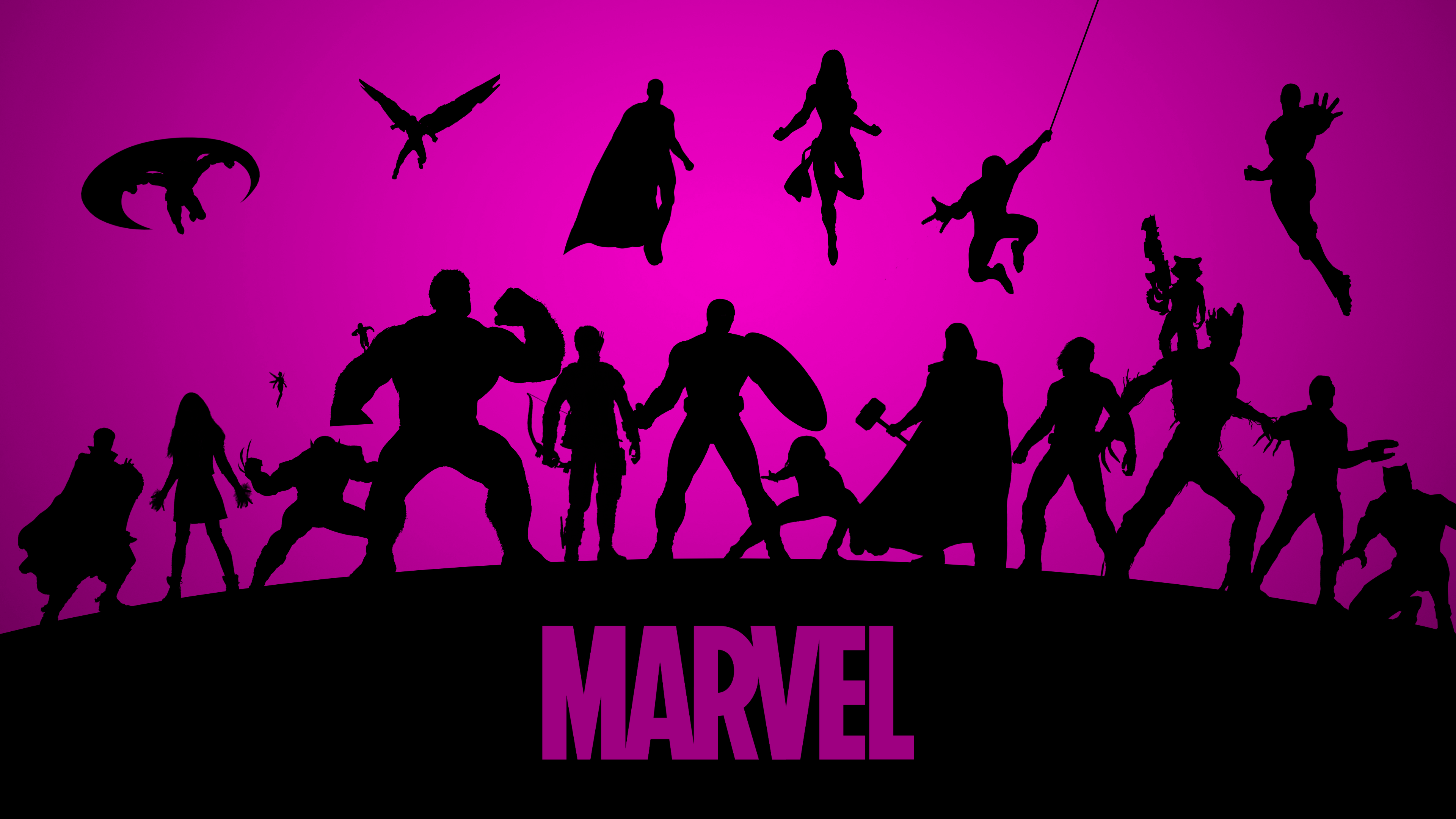 3840x2160 (16:9) Duel / Triple Monitor Display HD Wallpaper of Marvel, Disney & Star Wars Silhouettes (First Attempt)