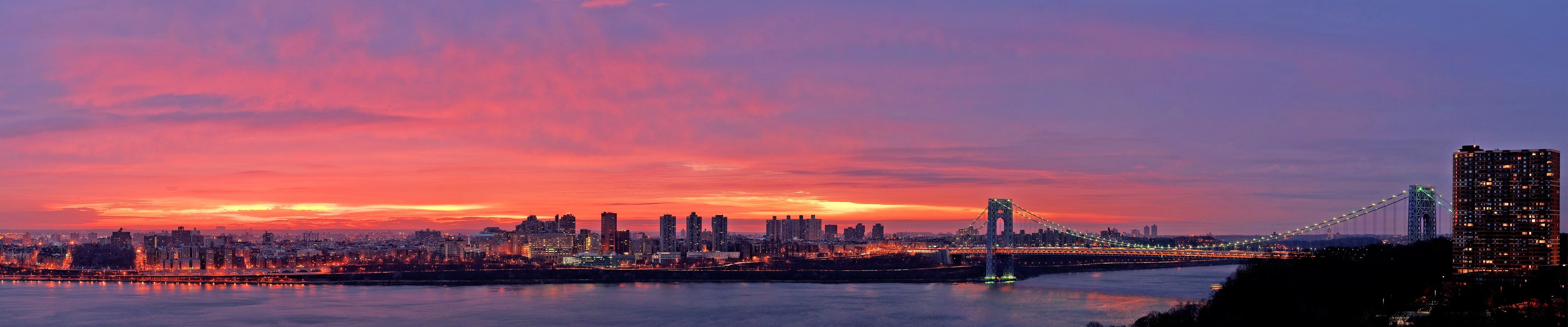 5760x1200 New York City, Triple screen, Sunset Wallpaper HD / Desktop and Mobile Background