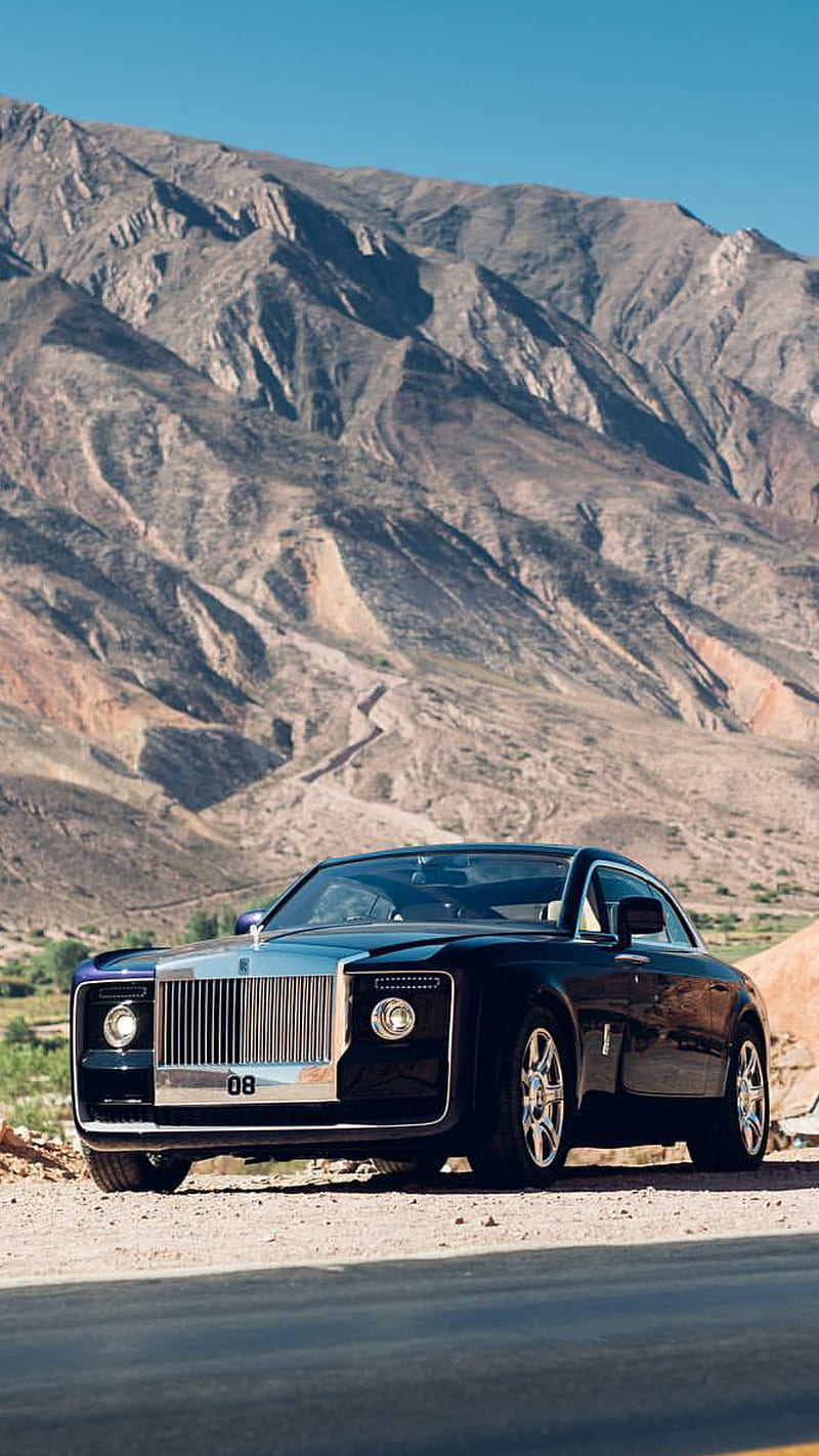 800x1422 Royalty, rolls, royce, black, car, supercar sports, america, desert, canyon, HD phone wallpaper