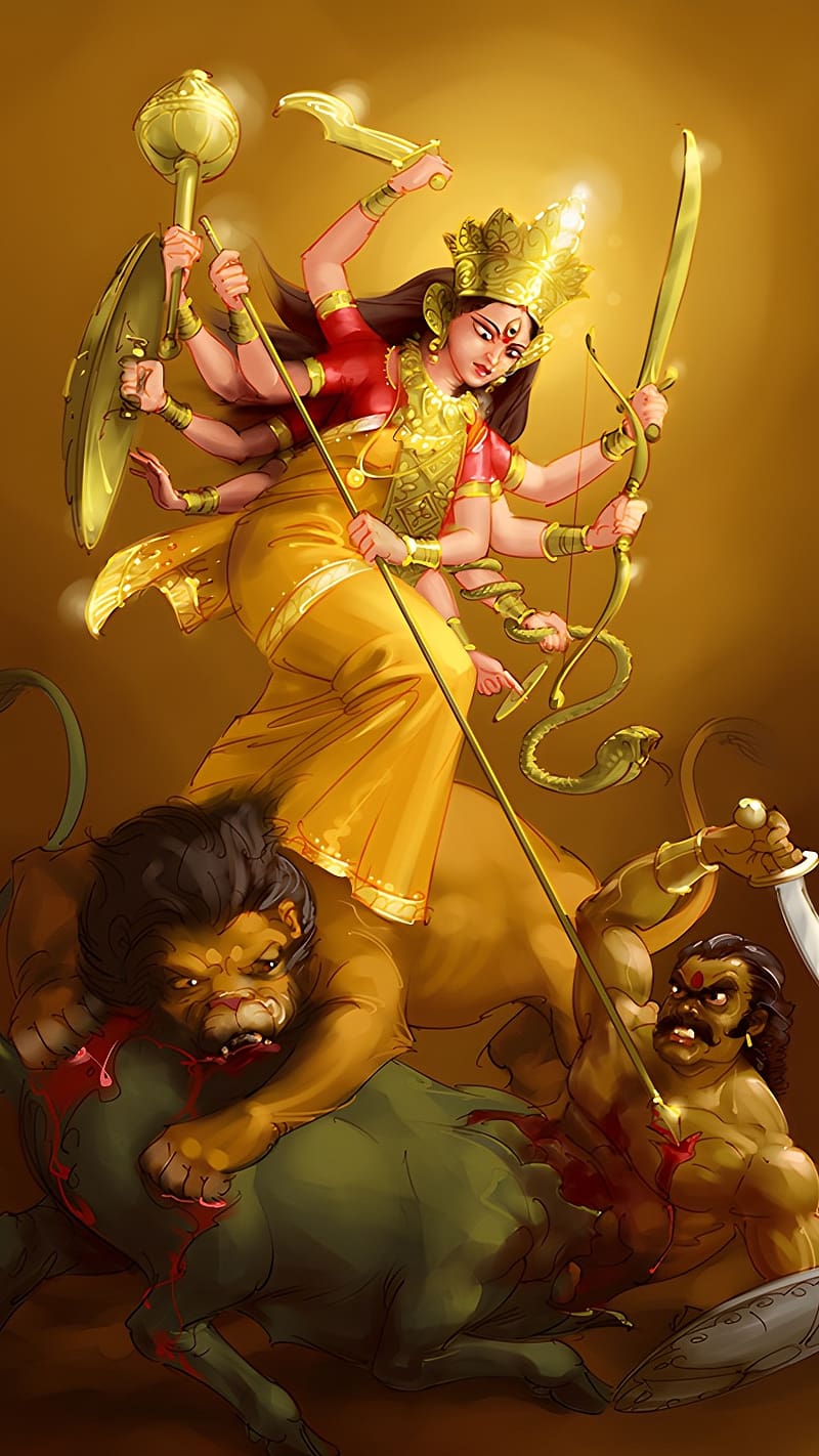 800x1422 2880x1800px, 2K free download. Durga Ji Ki, Painting Art, art work, goddess, durga maa, HD phone wallpaper