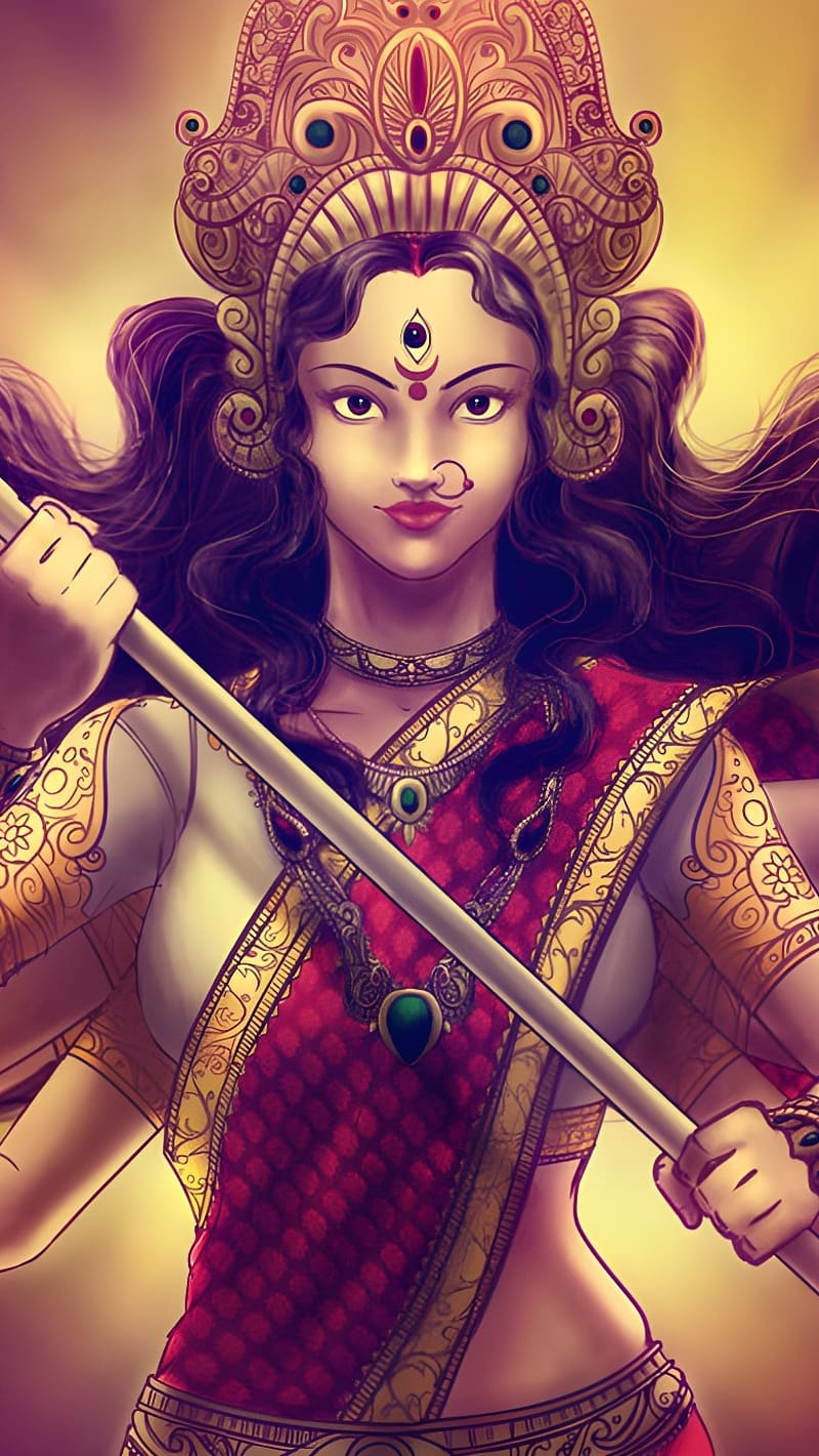 800x1421 Durga Ji Ki, Angry Face, durga maa, goddess, HD phone wallpaper