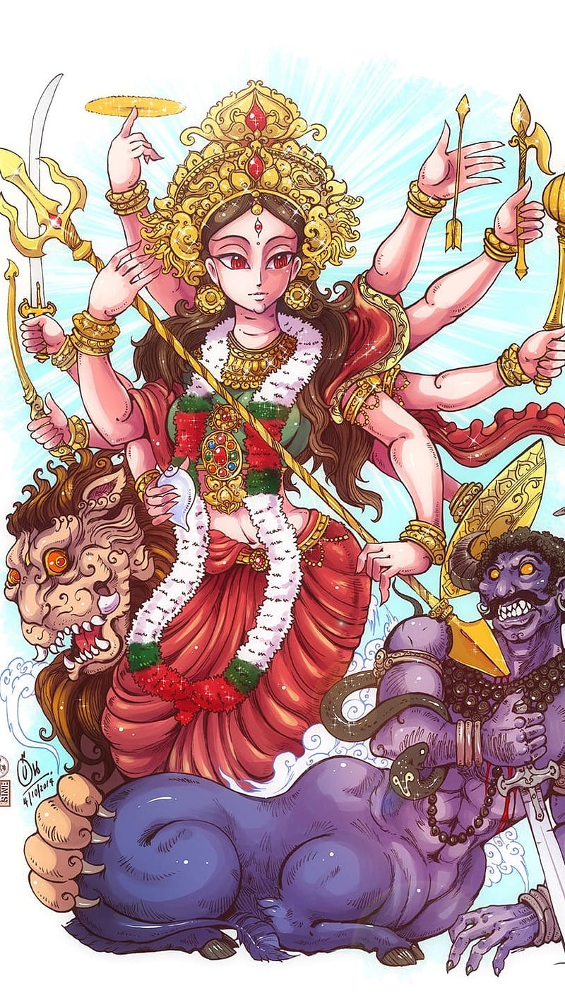 800x1422 Durga Ji Ki, Cartoon Art, goddess, durga maa, HD phone wallpaper
