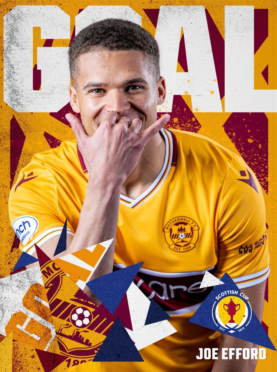 895x1200 MOTHERWELL GET ONE BACK. Jordan Roberts shoots from 25 yards and his effort, going wide, hits JOE EFFORD in the chest, bounces off the post and we're right back in this. 44' // #