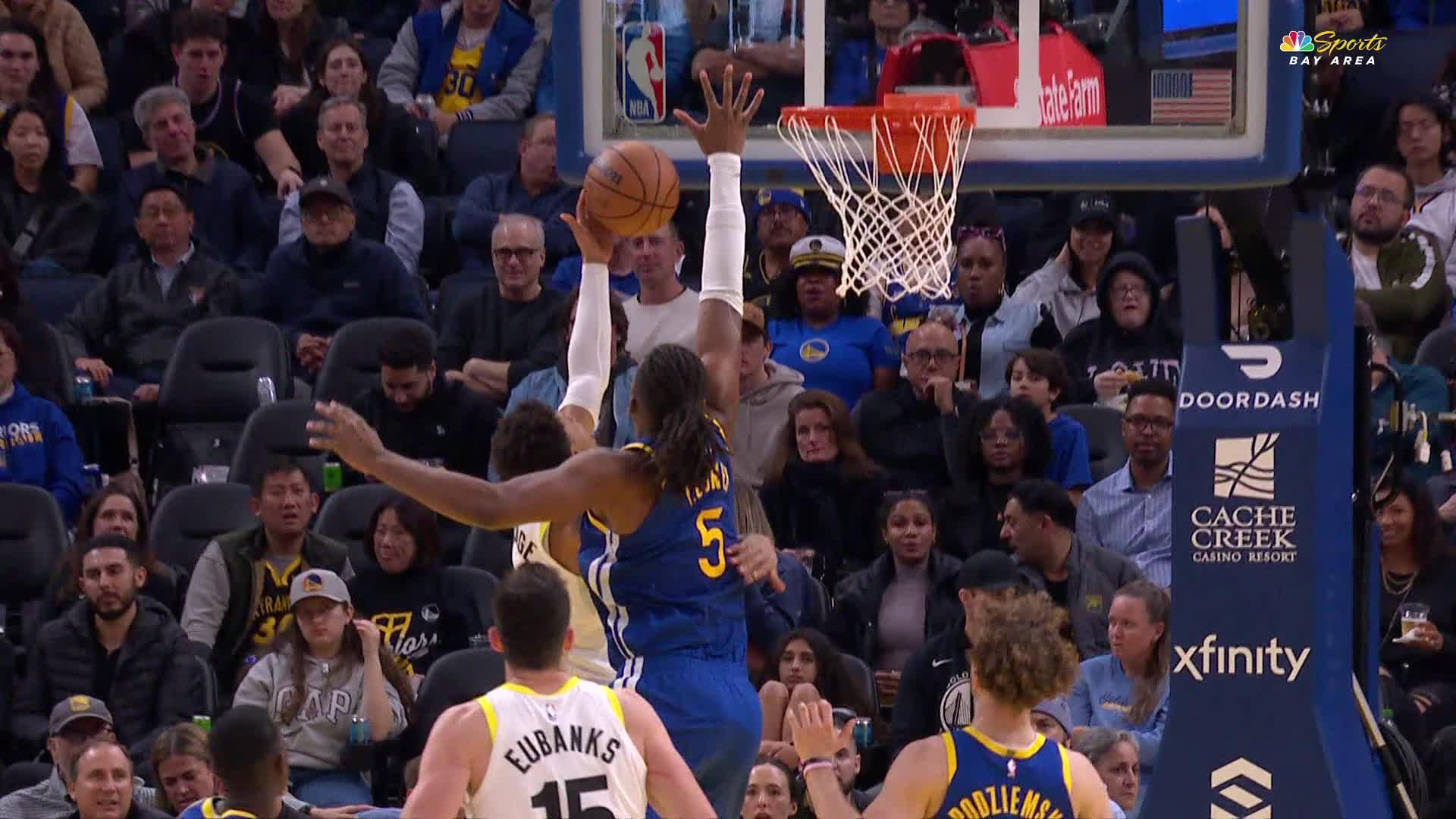 1920x1080 Kevon Looney with one of the day's best blocks