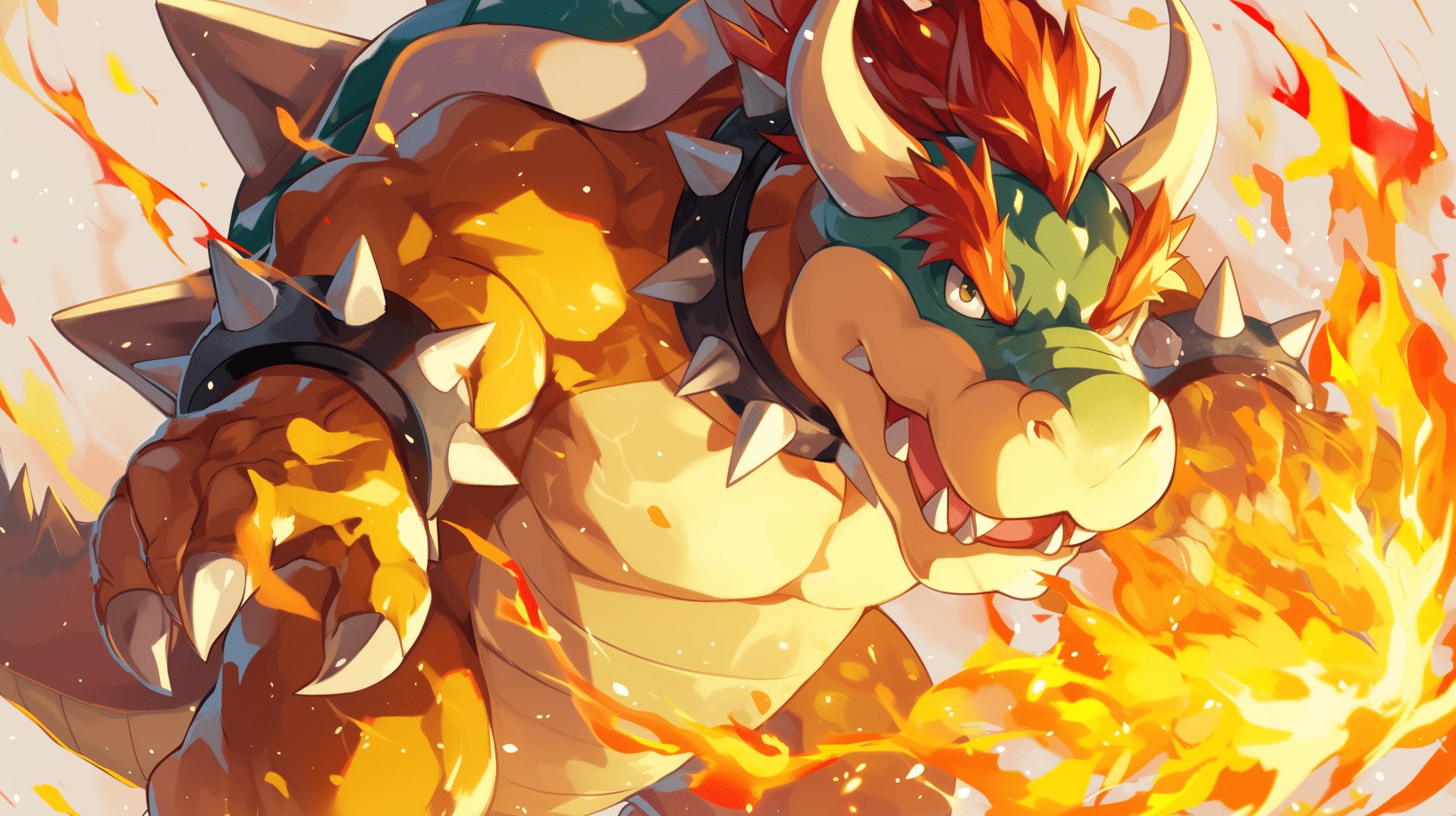 1920x1076 HD Bowser Flame Fury Wallpaper