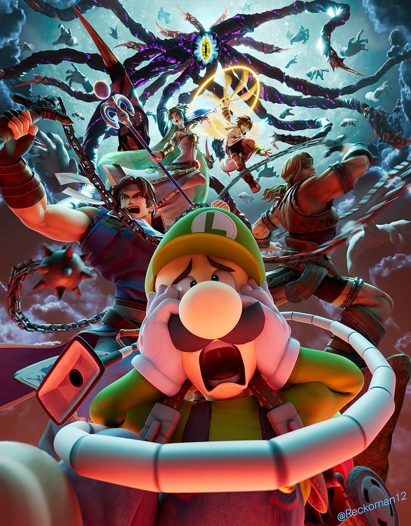 800x1024 SMASH World of Dark, luigi, palutena, pit, richter, simon, HD phone wallpaper
