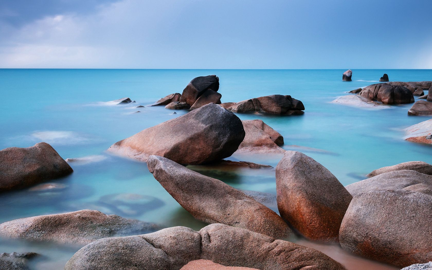 1680x1050 Phone wallpaper: Stones, Water, Nature, Sea, Smooth, Surface 104691