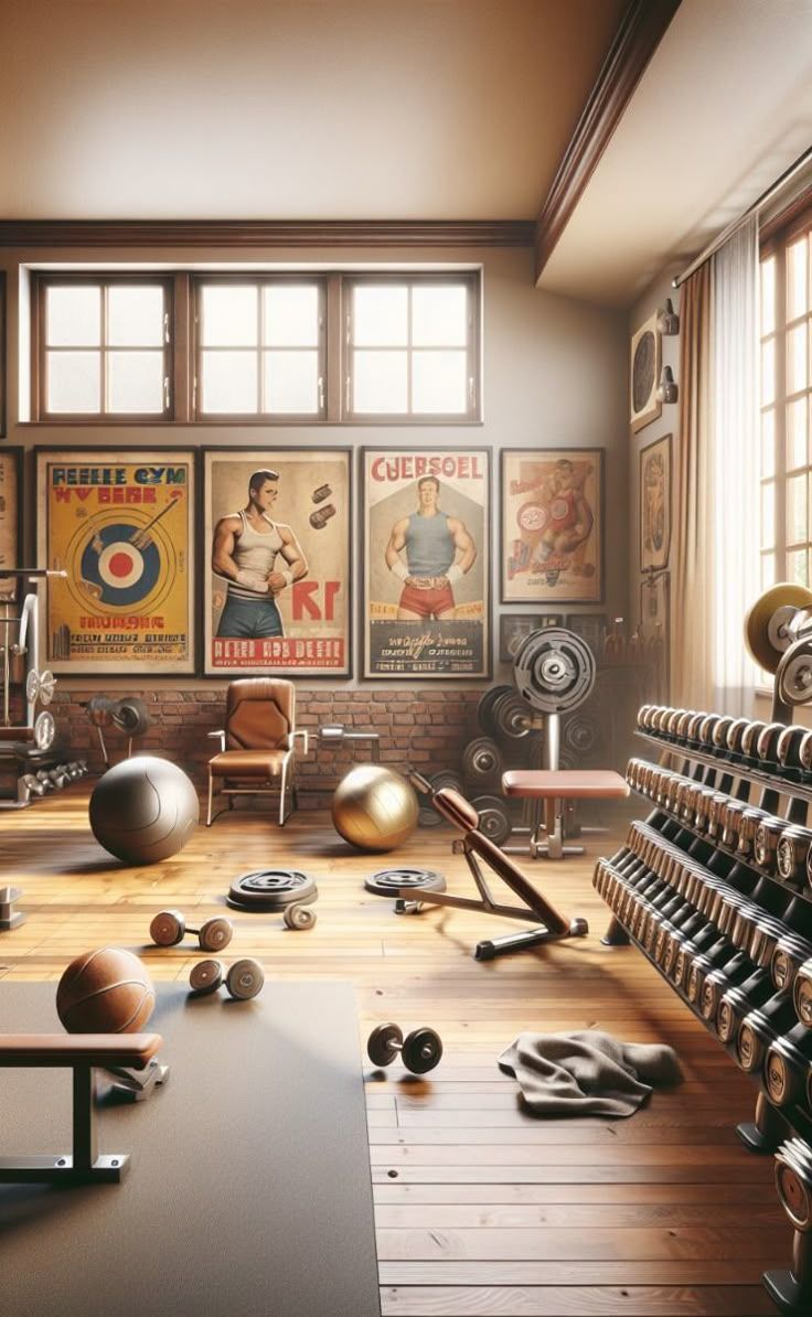 736x1194 Vintage Home Gym Design