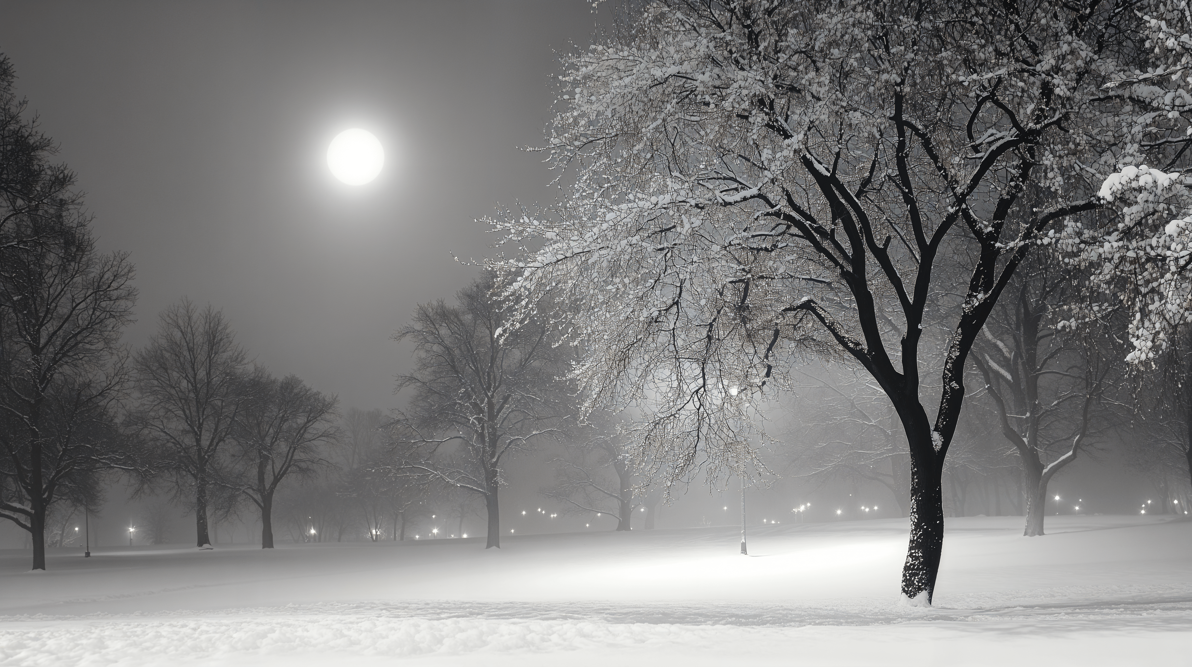 4072x2280 Serene Winter Night: 4K Ultra HD Wallpaper