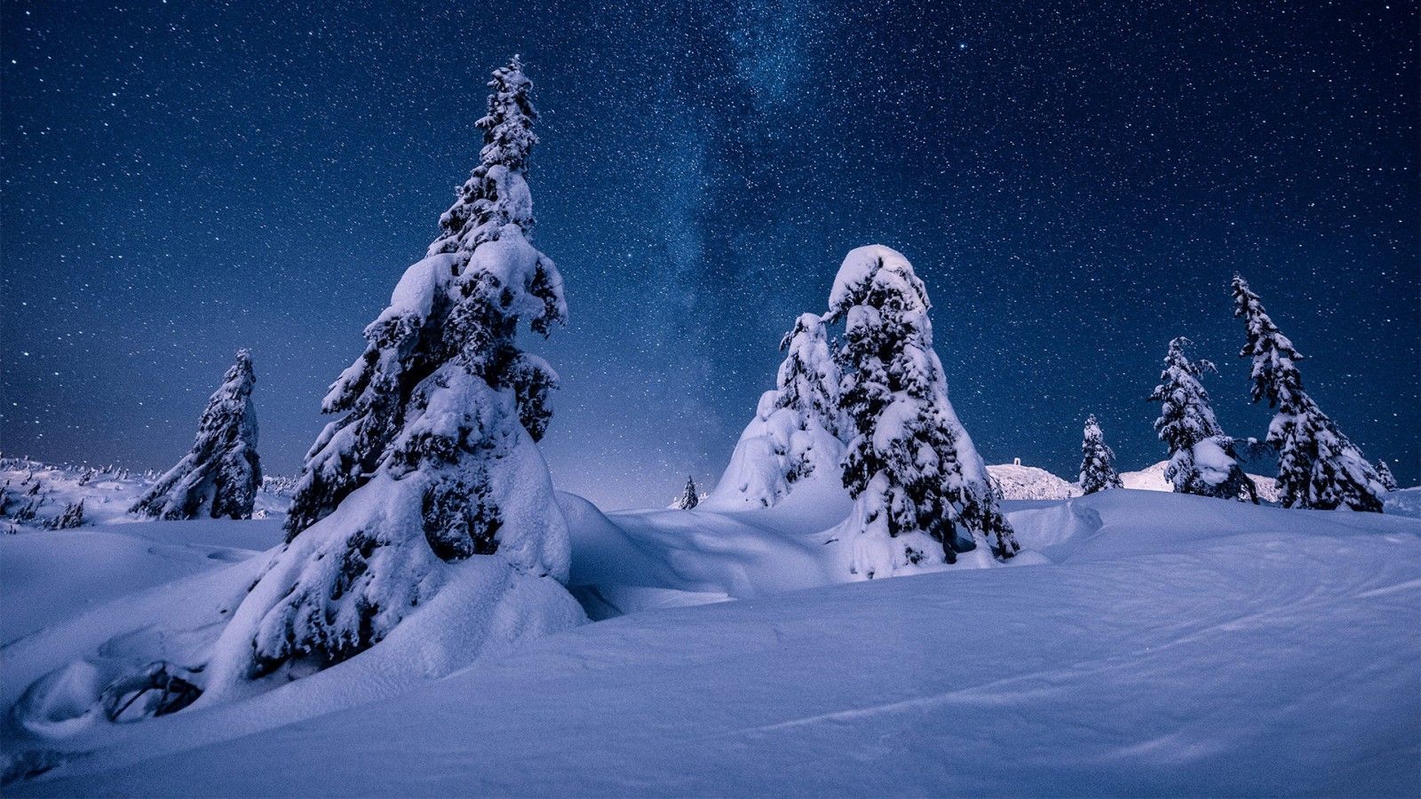 1600x900 Nature Night Norway Snow Starry Sky Stars Winter HD Winter Wallpaper