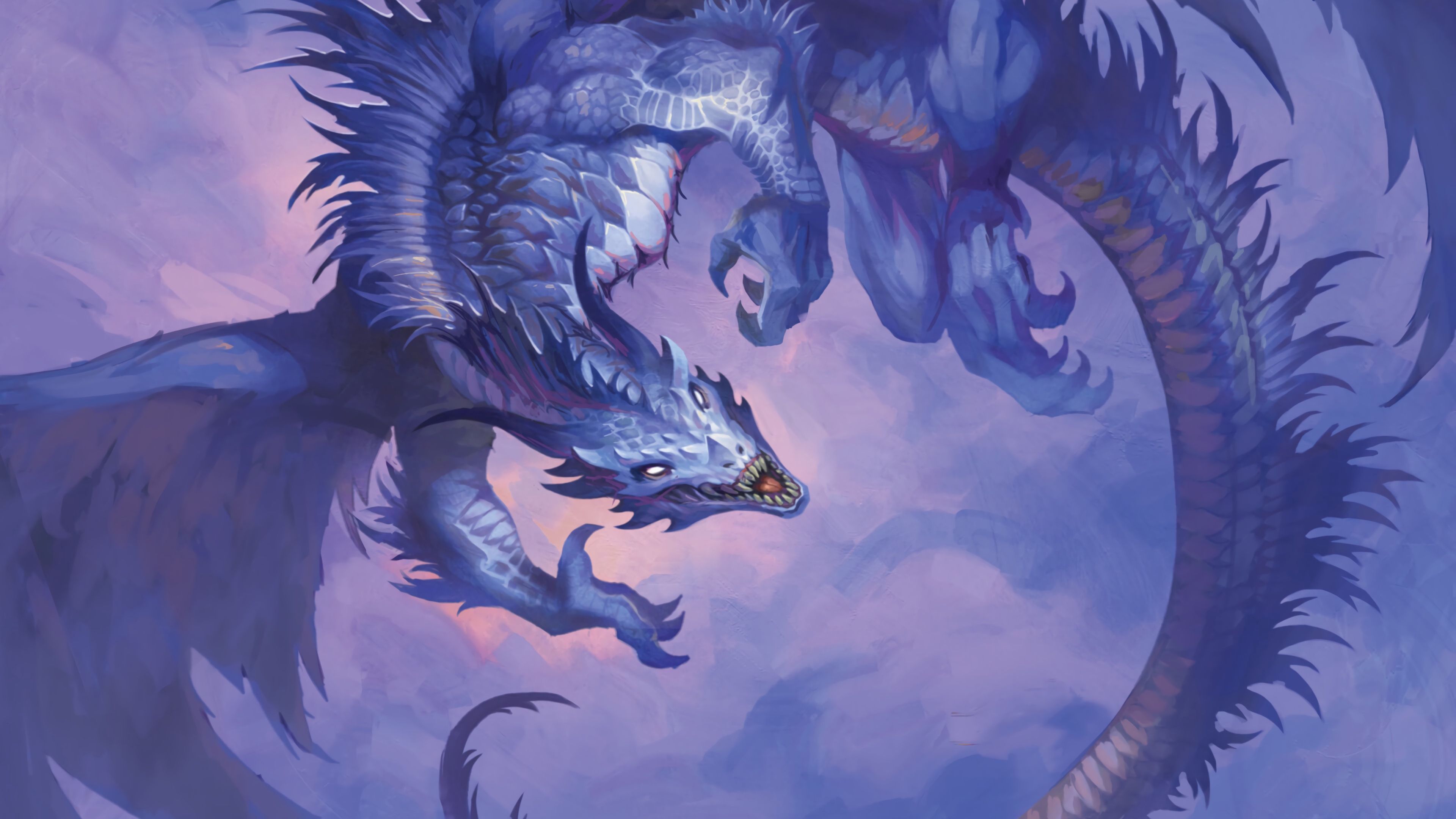 3840x2160 Download wallpaper 3840x2160 dragon, claws, fangs, art, purple 4k uhd 16:9 HD background