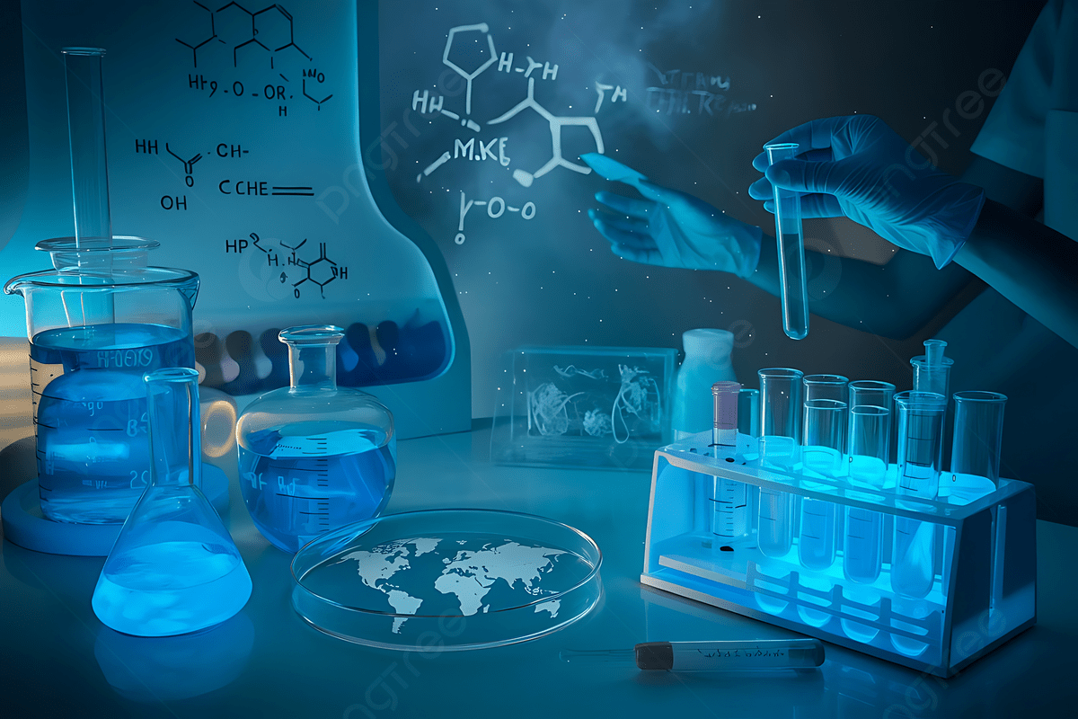 1200x800 Glowing Blue Chemicals And Chemical Formulas In Science Laboratory, Science Laboratory, Chemical Formulas, Molecular Structures Background Image And Wallpaper for Free Download