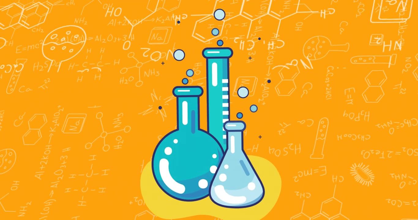 1366x720 Hand drawn chemistry background on blackboard
