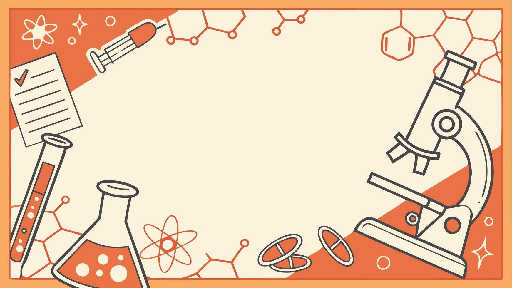 1742x980 Science and Laboratory Background with Microscope and Chemical Elements