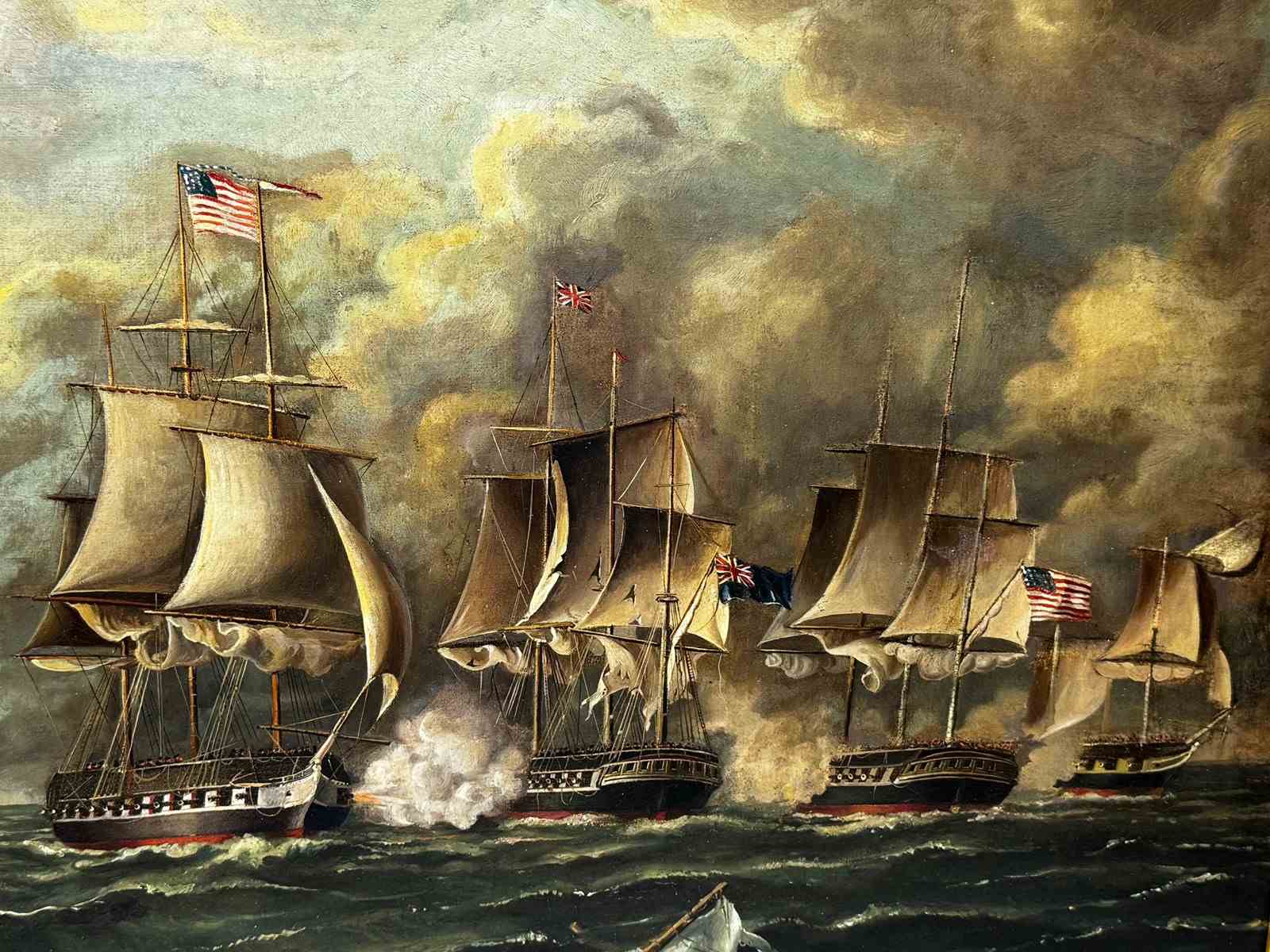 1600x1200 Painting Naval Battle Old Ironsides USS Constitution Vs HMS Cyane & HMS Levant