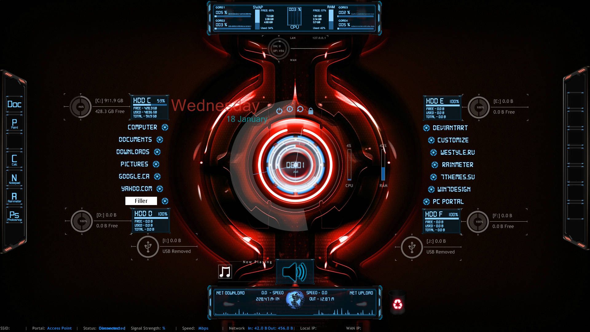 1920x1080 Jarvis On Rainmeter Skin Wallpaper