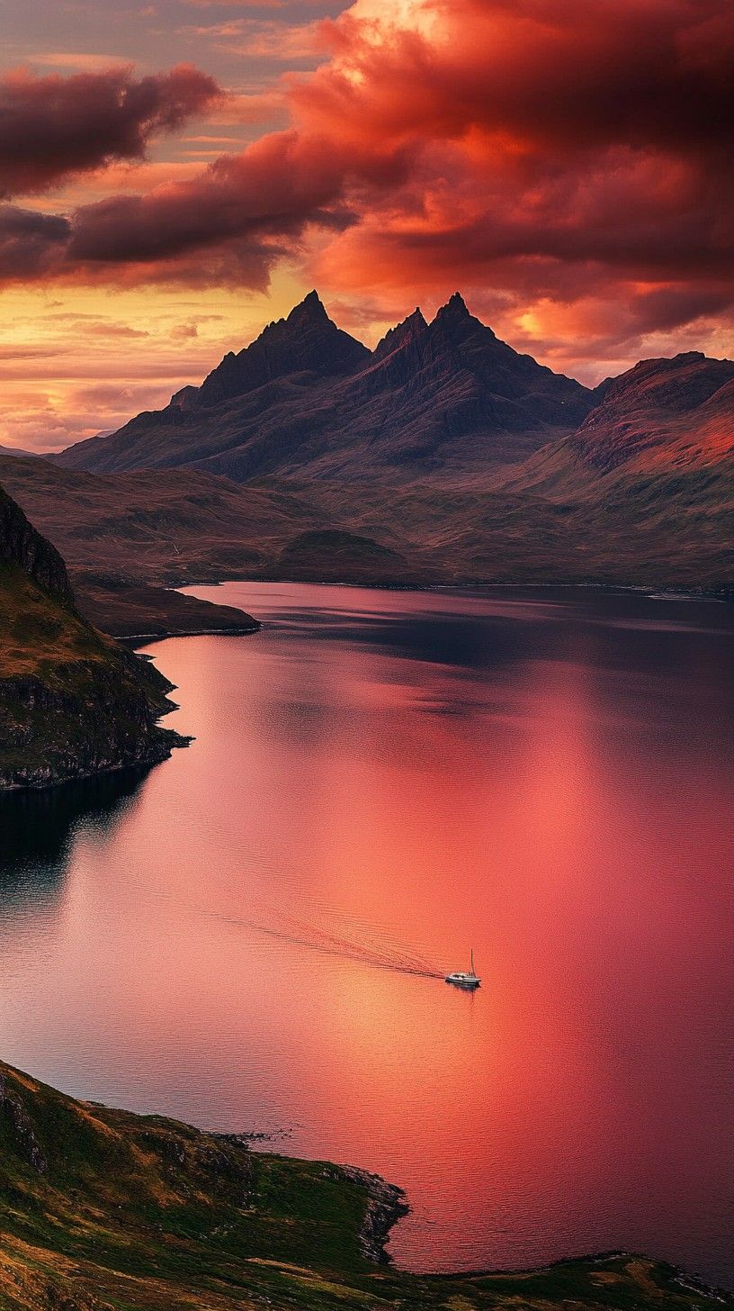 816x1456 Free Sunset Mountain Vista Image, Mountains, Lake