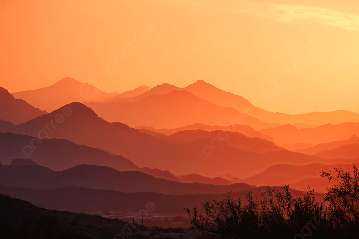 1200x800 The Sunset Over Mountains With An Orange Sky, Sunset, Mountains, Orange Background Image And Wallpaper for Free Download