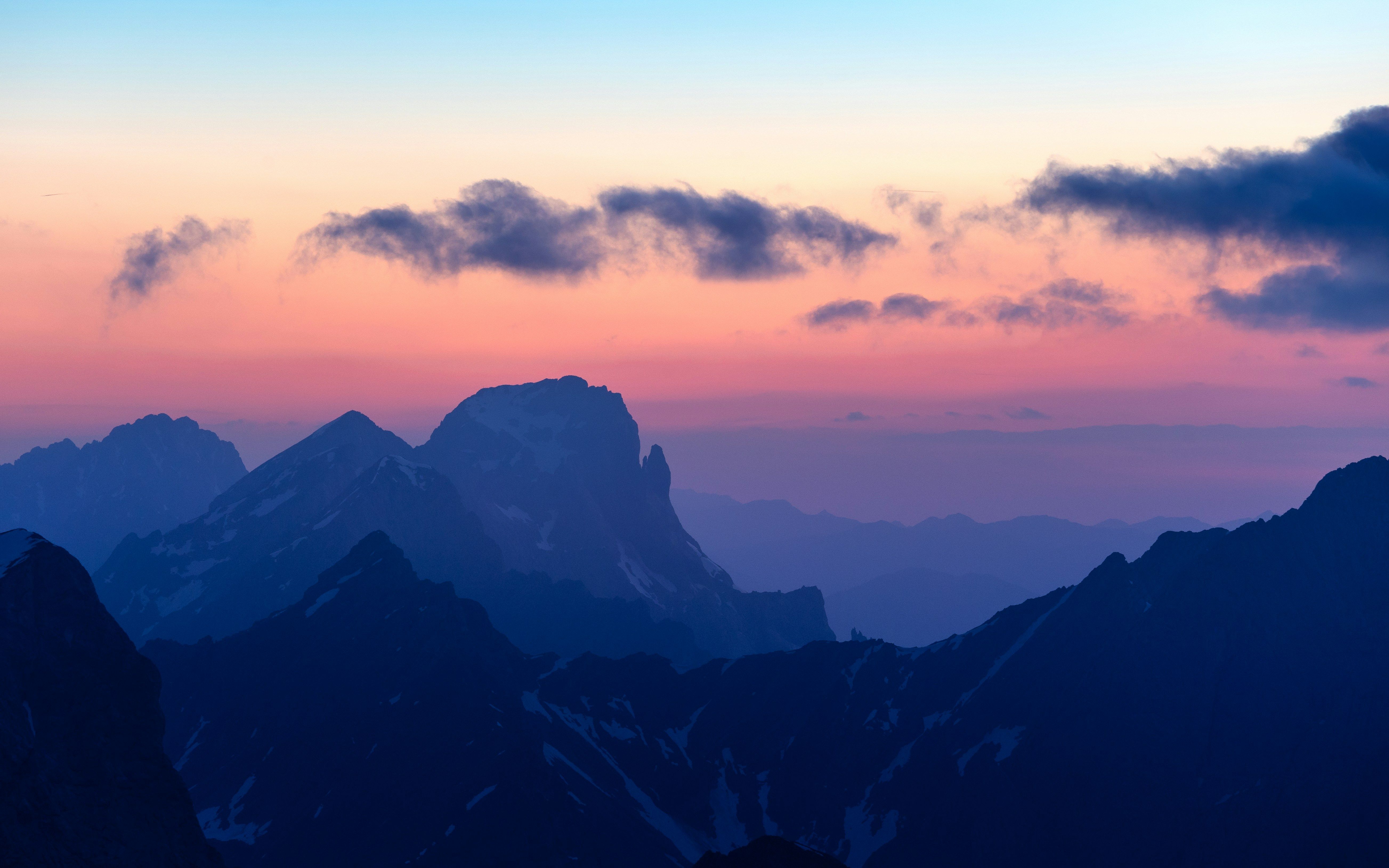 5213x3258 Sunset Wallpaper 4K, Alps mountains, Landscape, Clouds