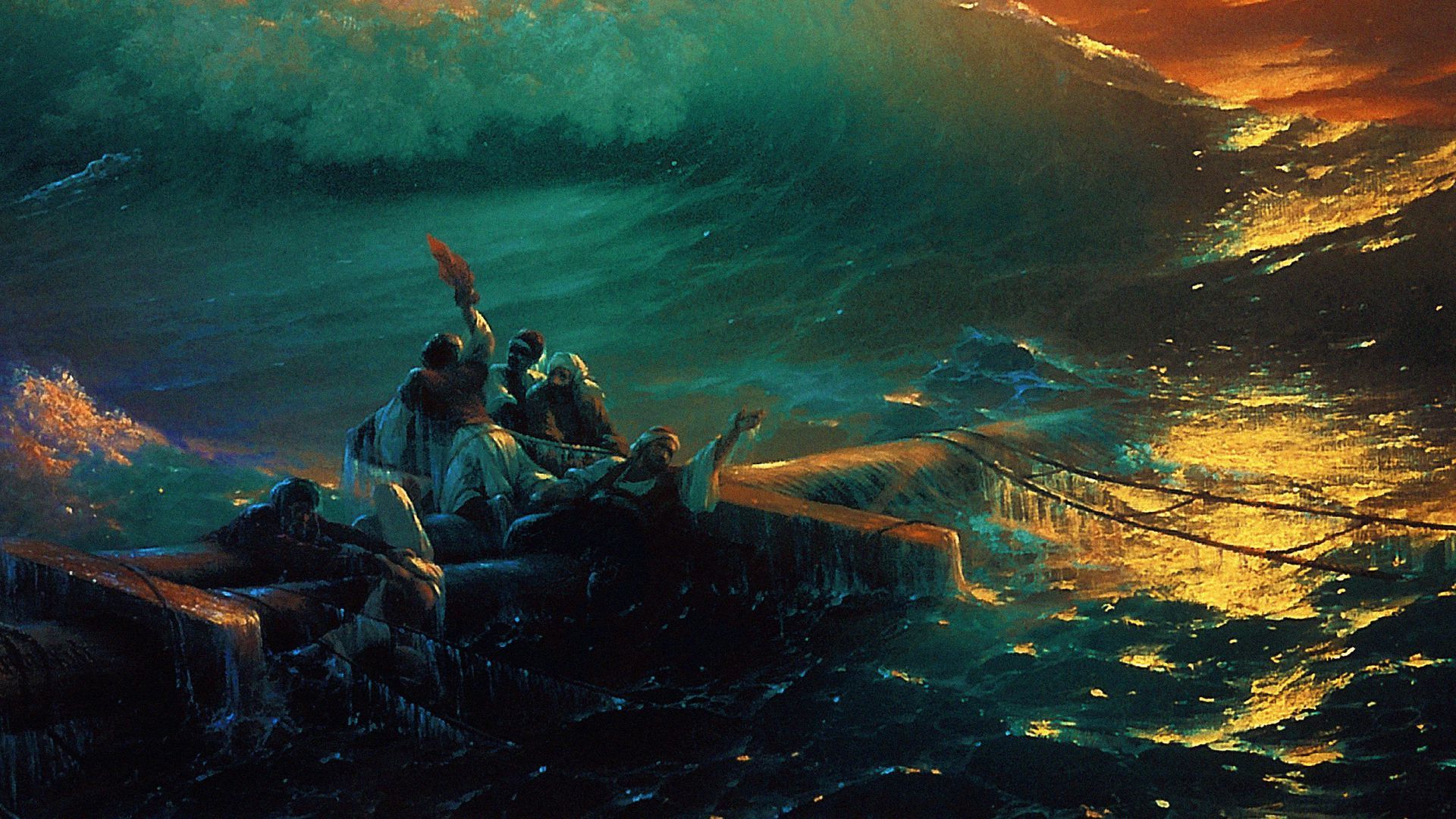 1920x1080 Download wallpaper 1920x1080 ninth wave, aivazovsky, oil, canvas, storm, waves full hd, hdtv, fhd, 1080p HD background