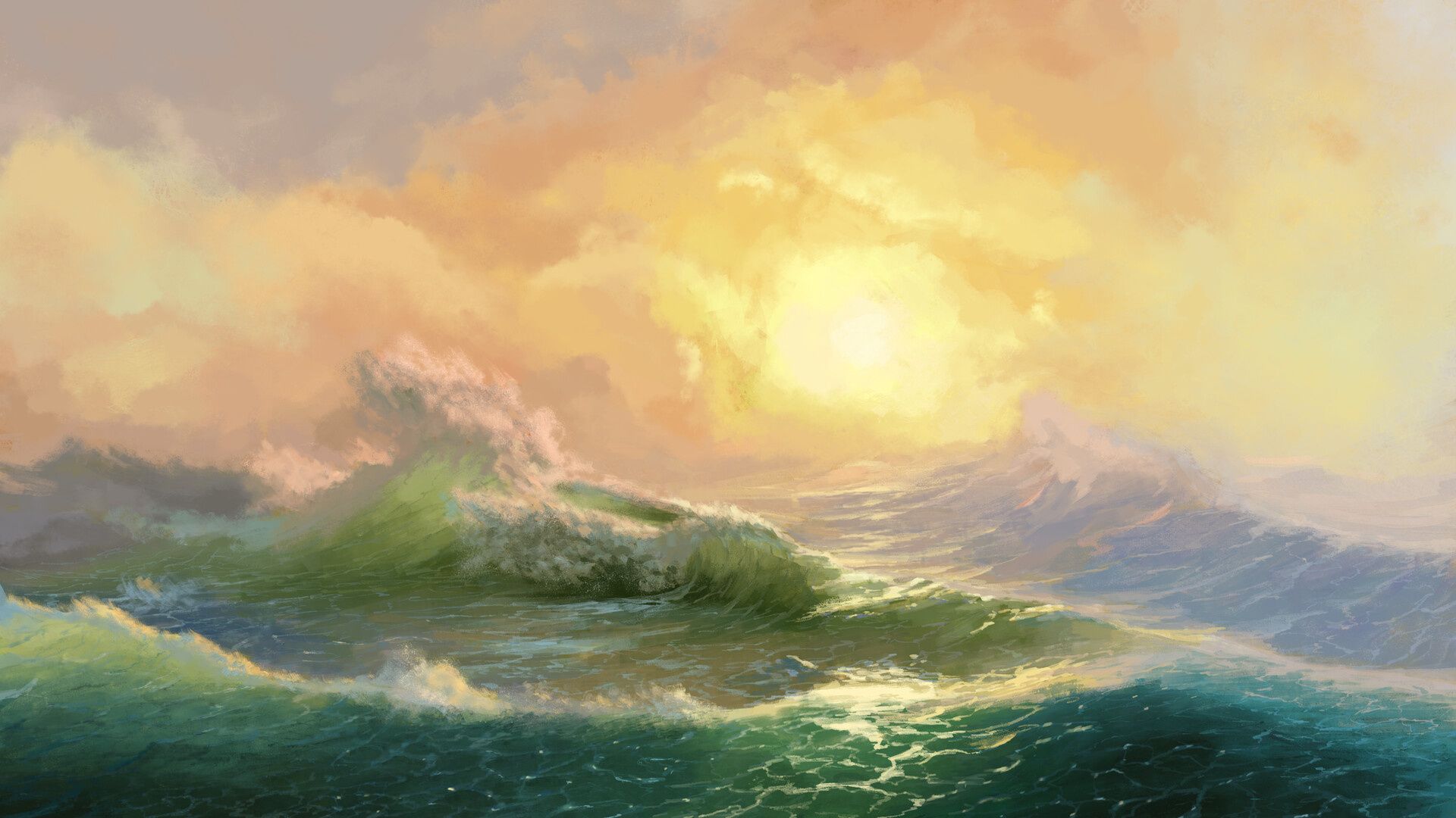 1920x1080 The Ninth Wave (Ivan Aivazovsky) Wallpaper
