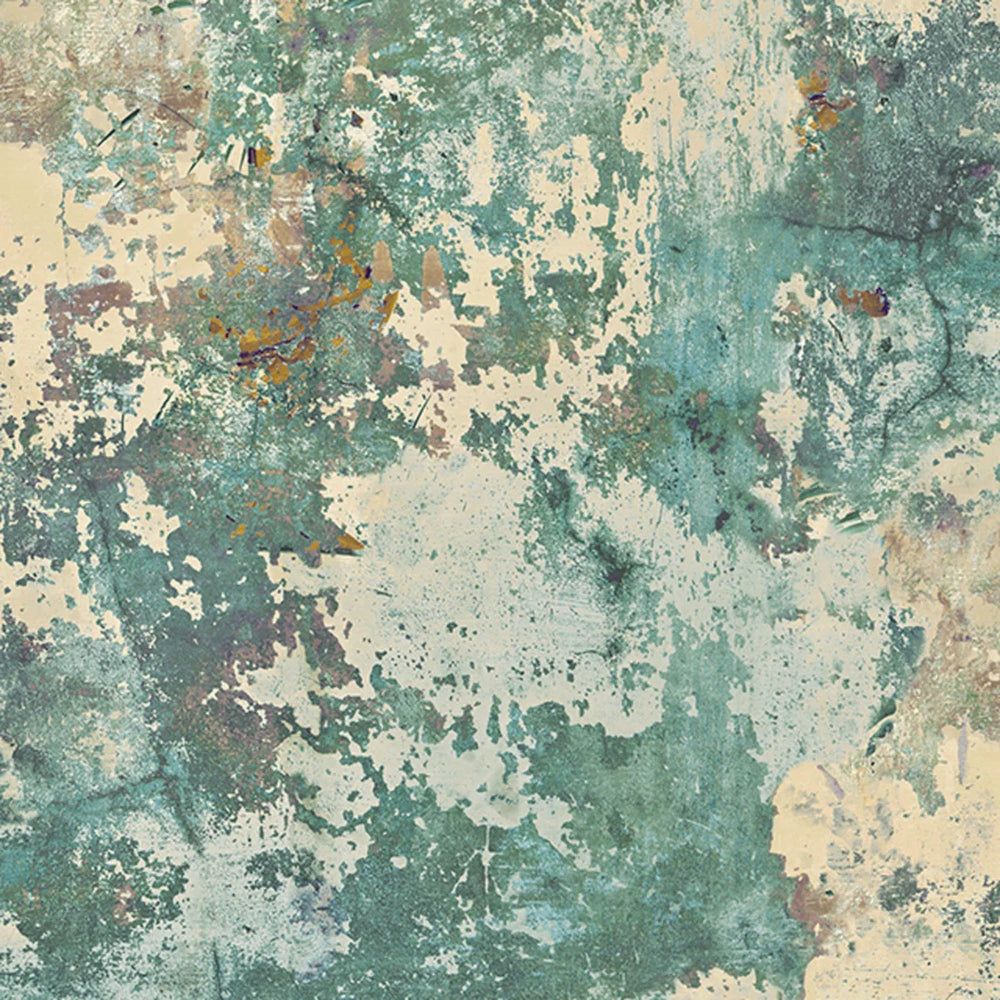 1000x1000 Patina Concrete Effect Wallpaper in Teal and Ochre