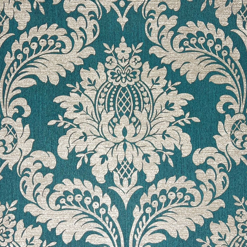 1000x1000 Boutique Archive Damask Teal & Gold Wallpaper 119969