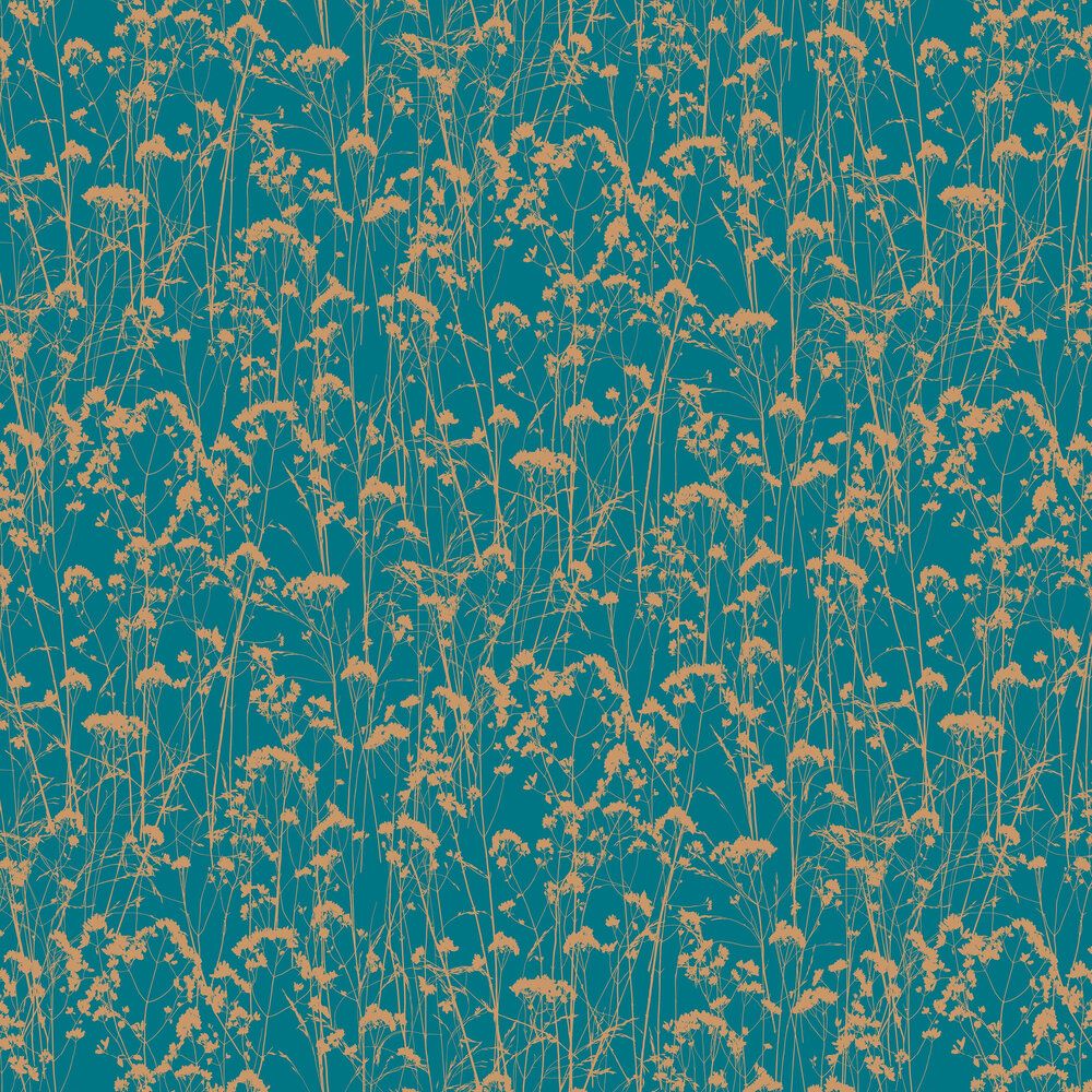 1000x1000 Grace Teal Wallpaper & Brown
