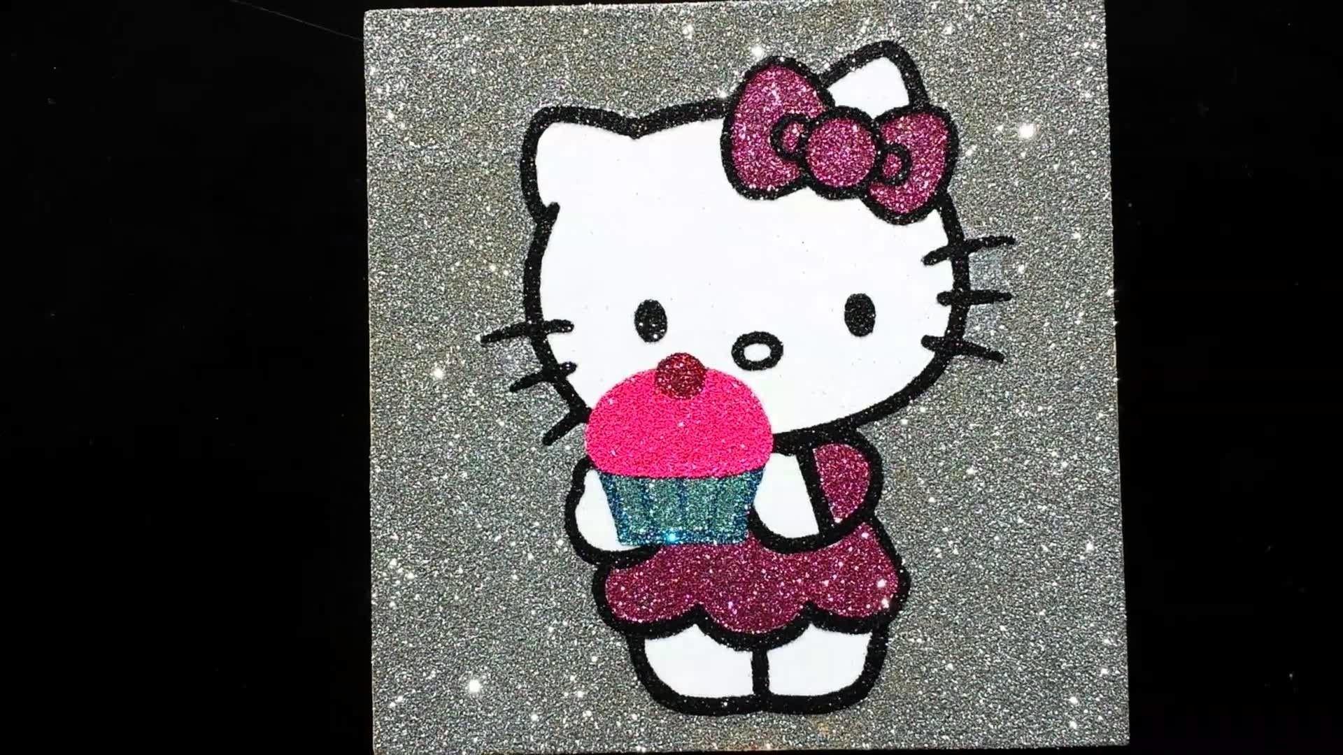1920x1080 Pink and Black Hello Kitty Background
