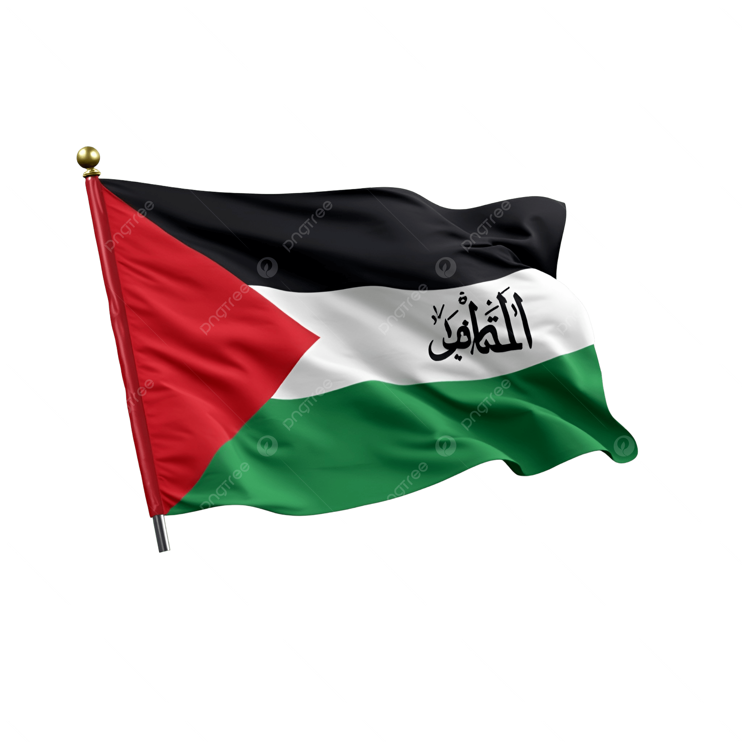 2500x2500 Waving Palestinian Flag With Red Black Green White Pattern Symbol Country Identity Freedom Movement Independence National