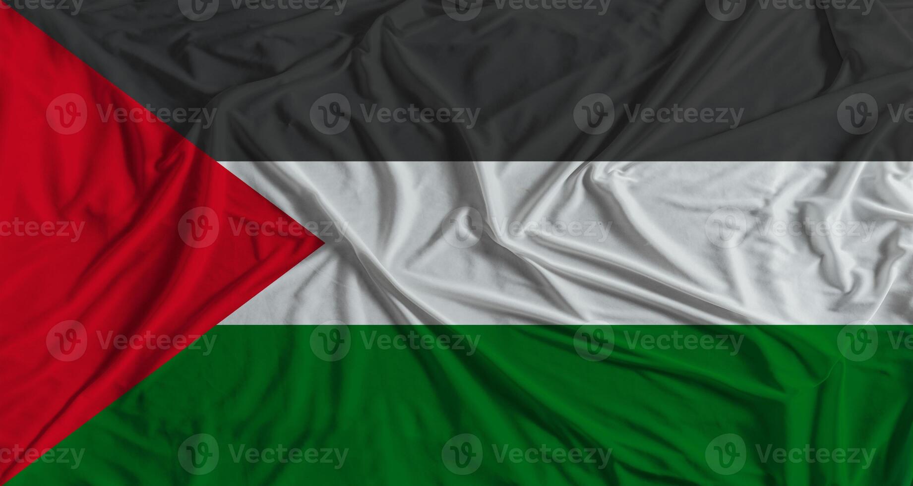 1841x980 Palestinian flag with fabric texture background. National flag of Palestine