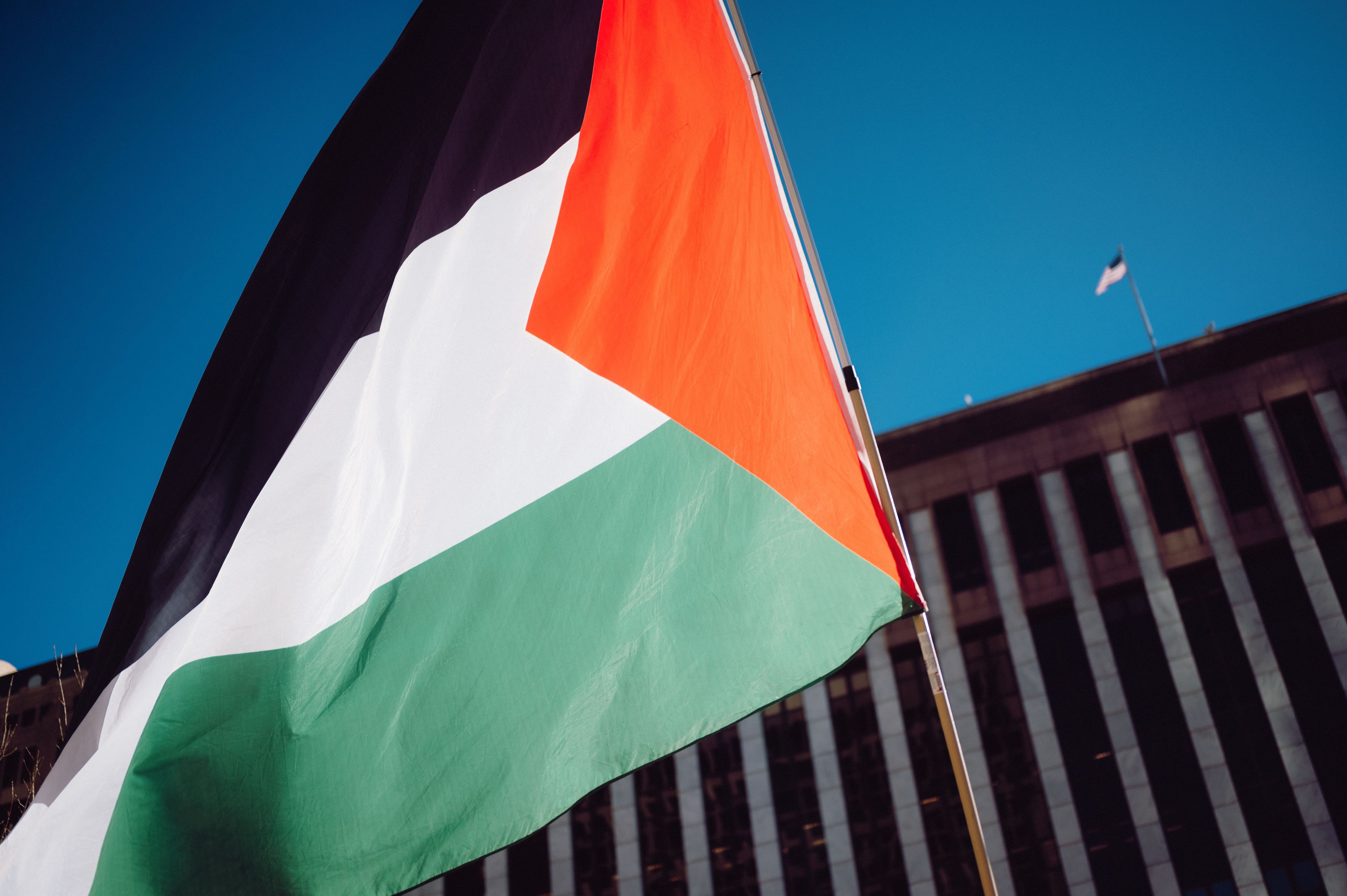 6048x4024 Palestinian Flag Flying against Blue Sky · Free
