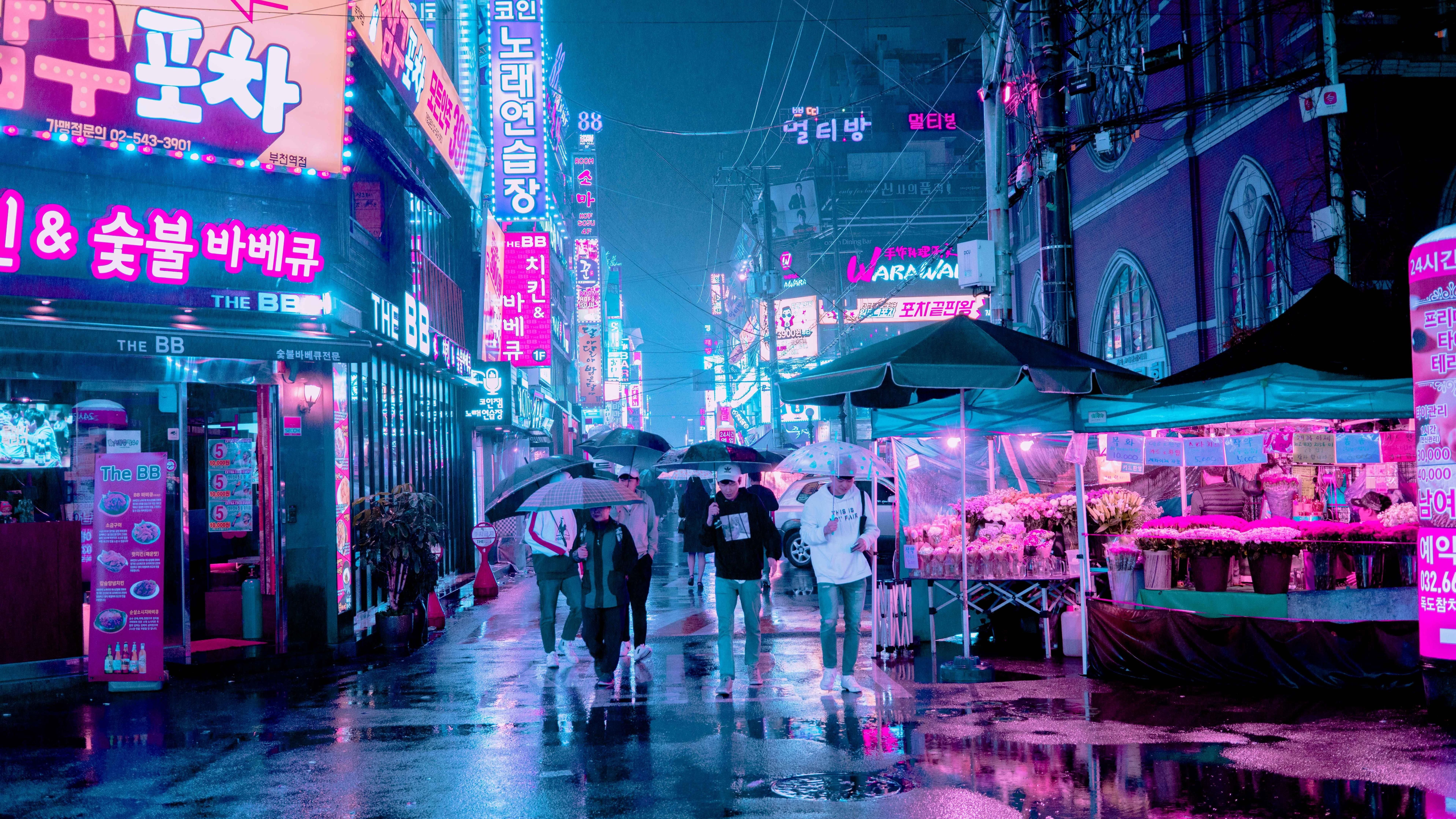 7680x4320 Wallpaper city, Neon, Seoul for mobile and desktop, section город, resolution 7680x4320