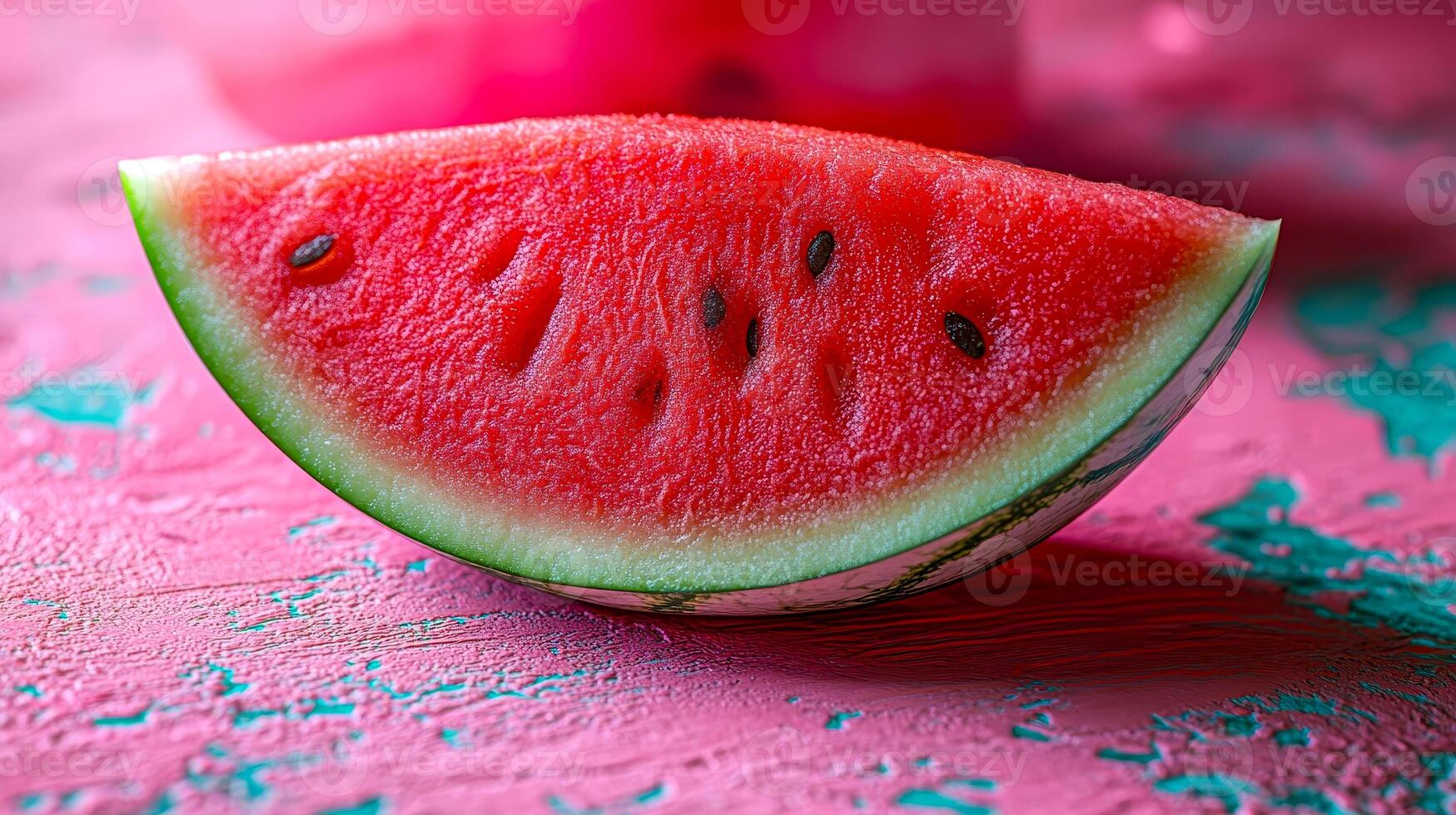 1749x980 Ripe watermelon with red flesh and seeds on a pink neon background