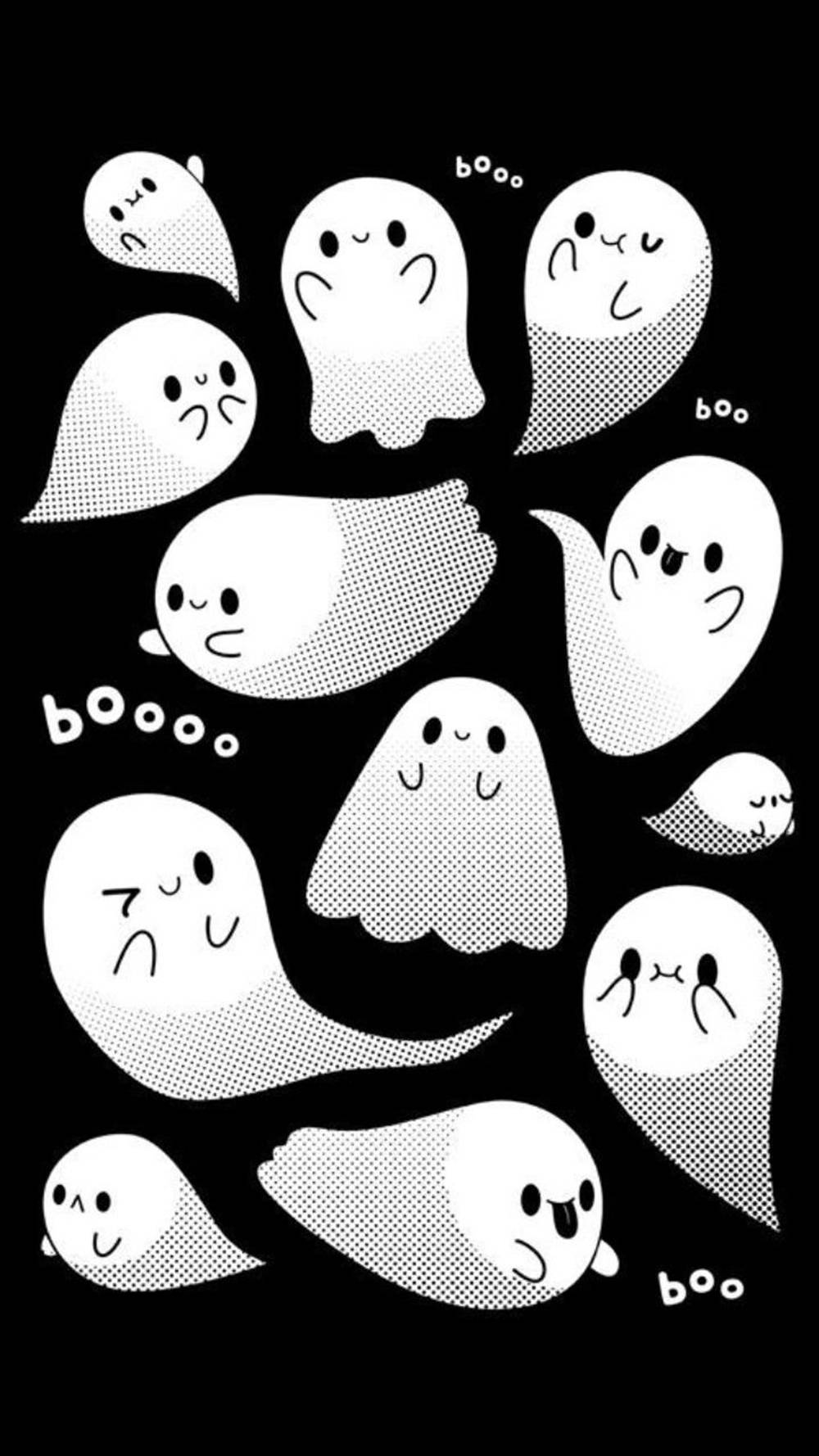 1000x1778 Cute Ghosts Aesthetic In Black Wallpaper