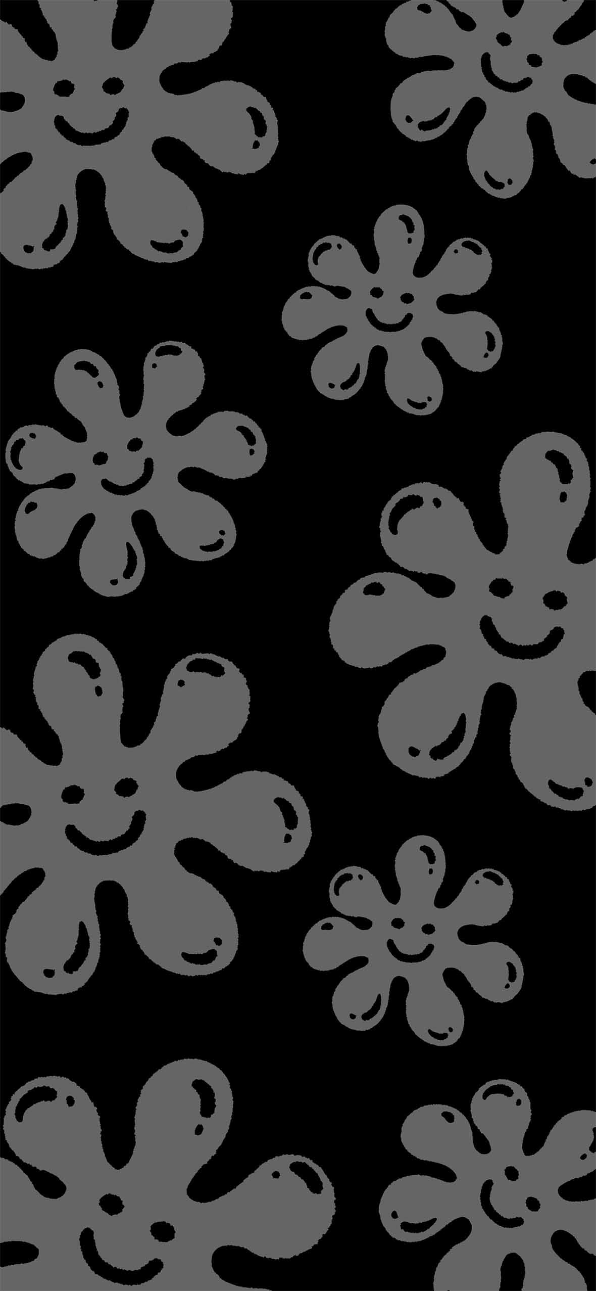 1180x2554 Grunge Smiley Splat Flower Dark Wallpaper Wallpaper HD