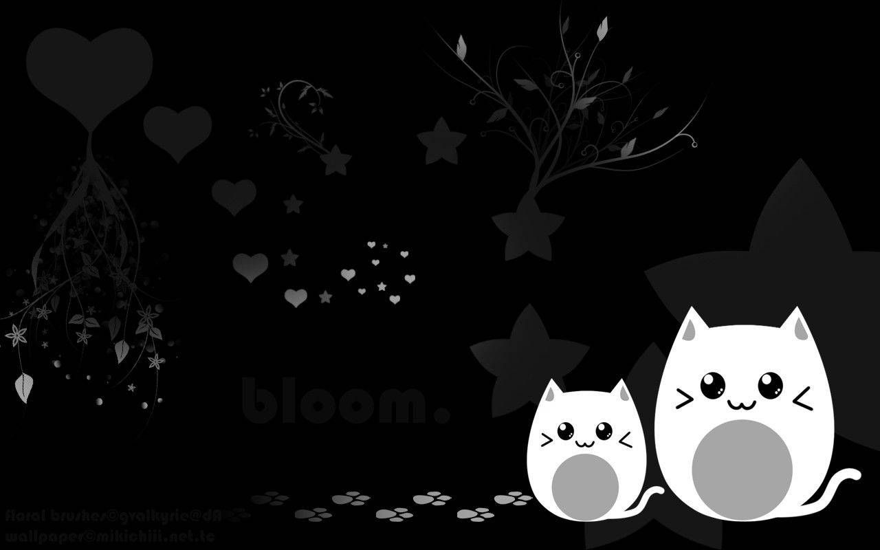 1280x800 Download Cute Cats On Black Aesthetic Wallpaper