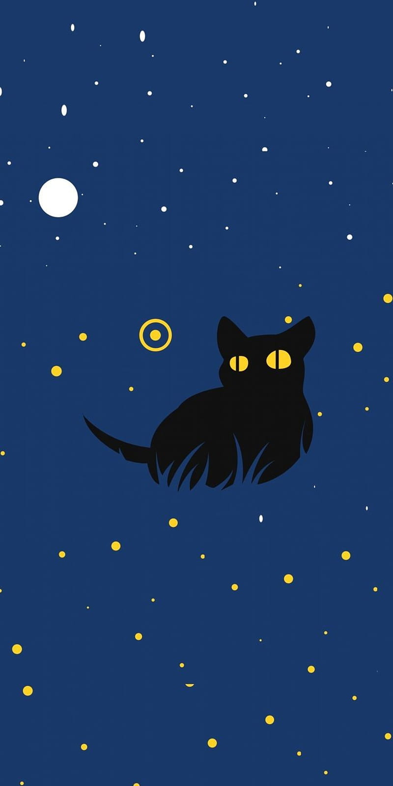 800x1600 Midnight, cat, black cat, universe, blue, star, cute, aesthetic, HD phone wallpaper