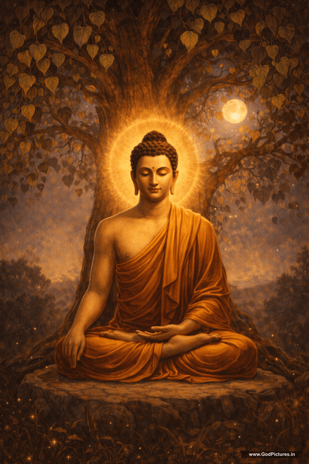 1024x1536 Buddha Purnima - Meditation under Bodhi Tree HD Wallpaper