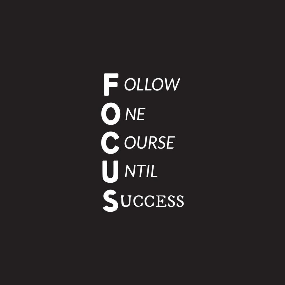 980x980 Focus abbreviation. Typography motivational quote on black background