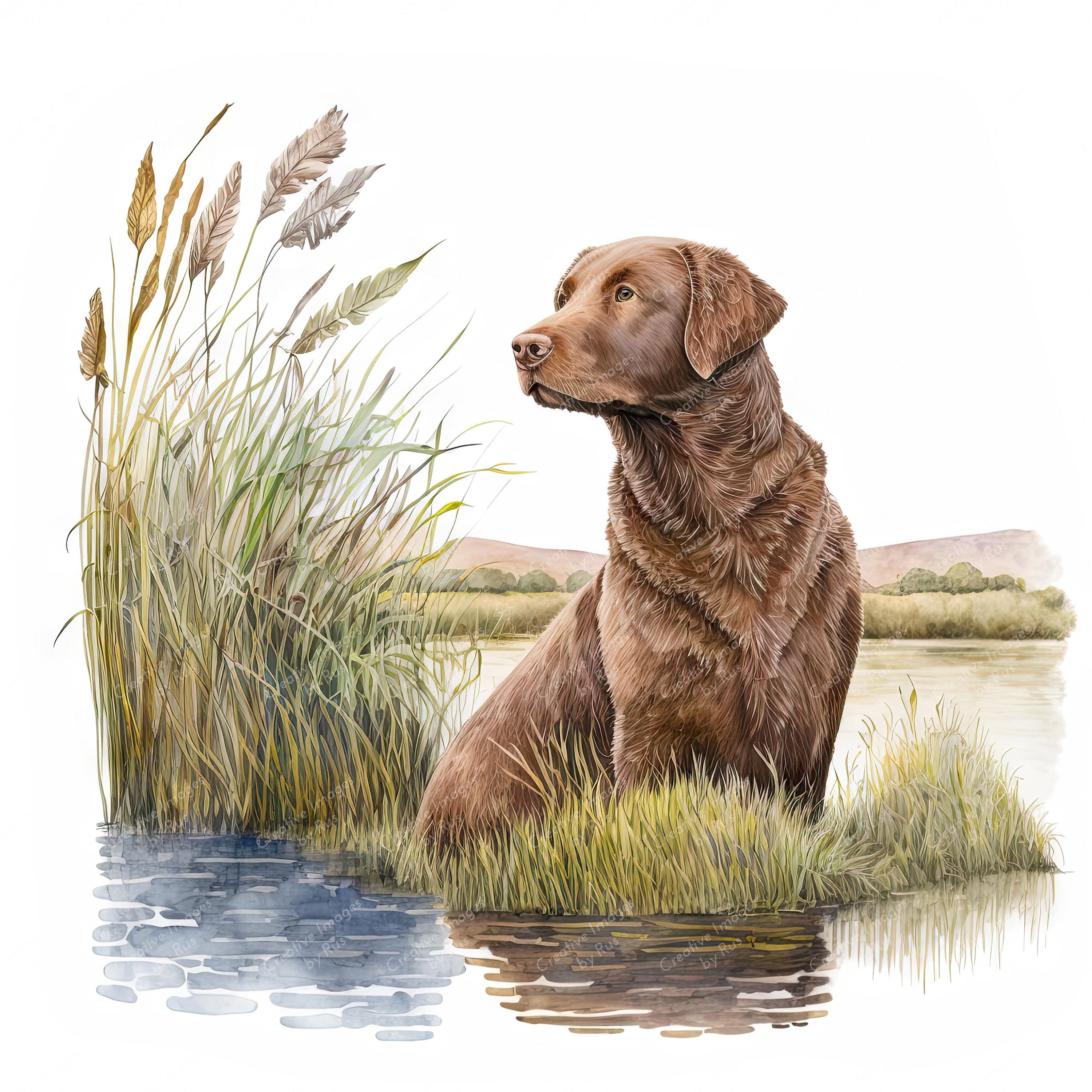 3000x3000 Chesapeake Bay Retriever Dog Clipart, Lovely Watercolour Image, Instant Digital Download, HQ JPEG JPG, Sublimation, Wall Art, Commercial Use