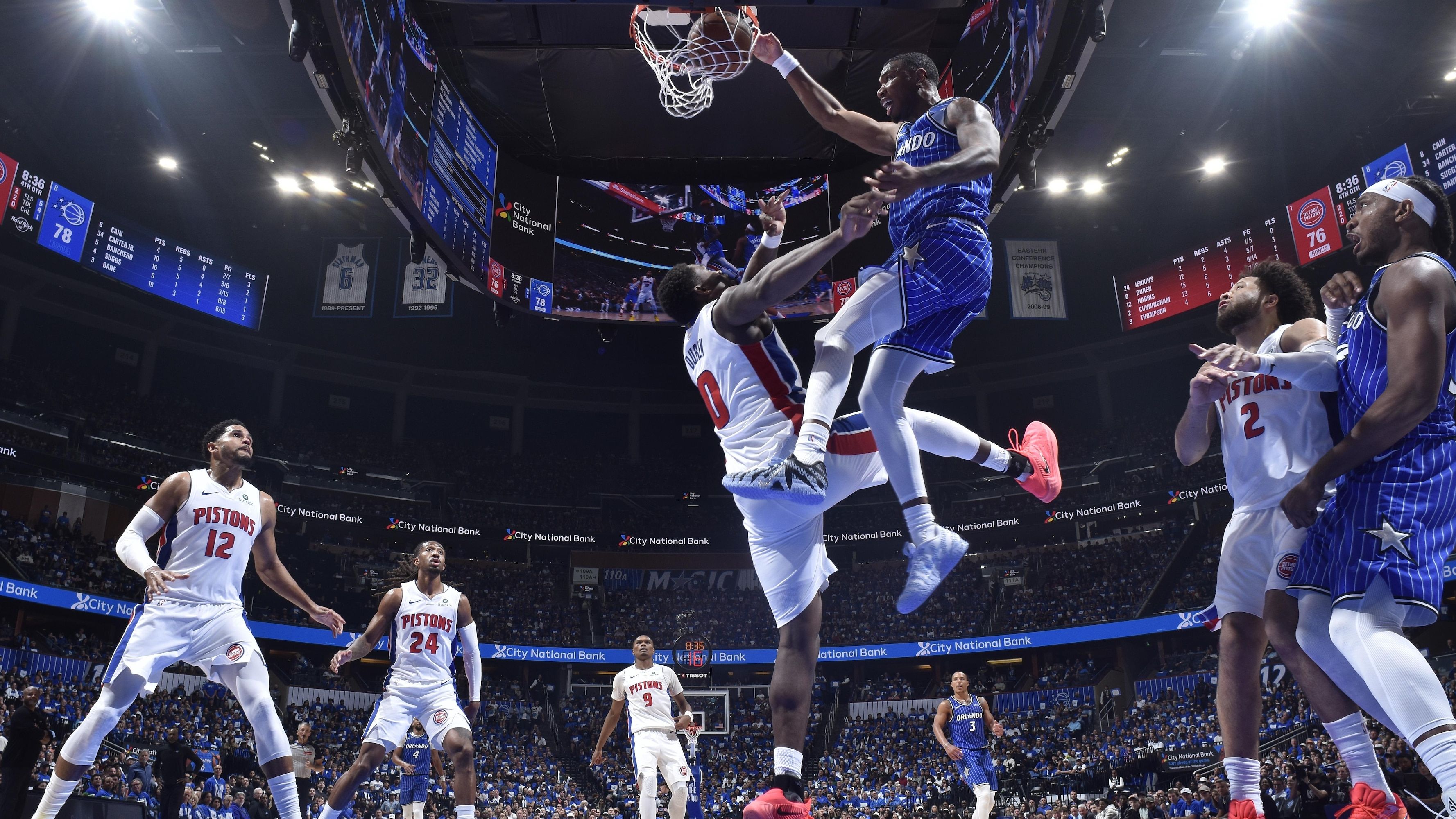 3555x2000 Watch Jamal Cain Posterize Jalen Duren As Fans React To Wild Dunk In Magic Pistons Playoff Series