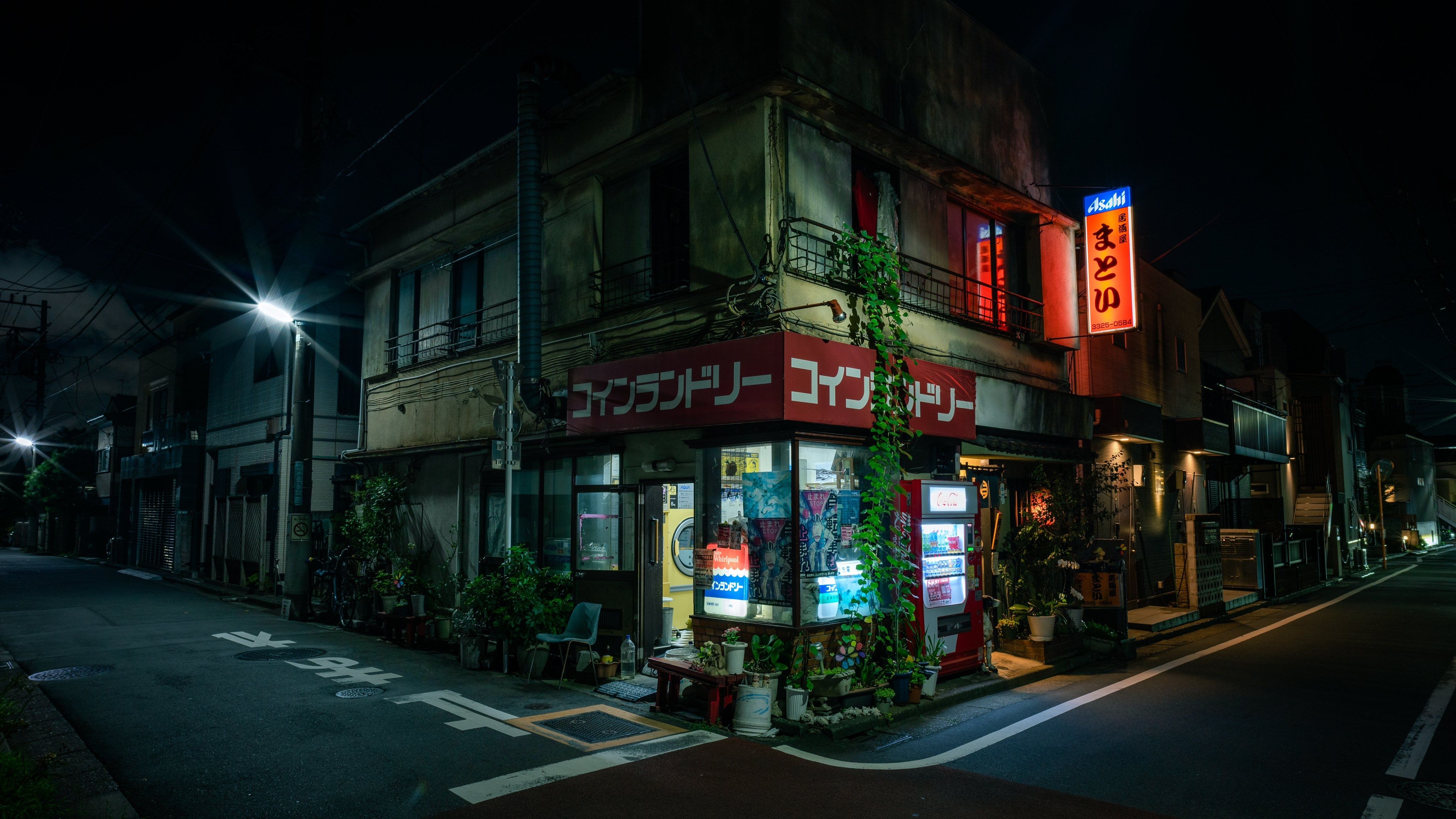 4096x2304 Wallpaper city, Japan, night, street, store front, katakana for mobile and desktop, section город, resolution 4096x2304