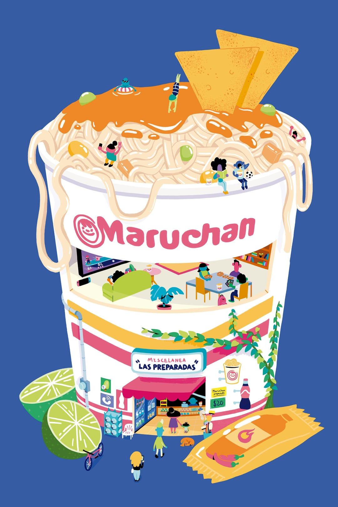 1080x1620 I made an illustration of Instant Ramen Noodles, the way we like them in Mexico