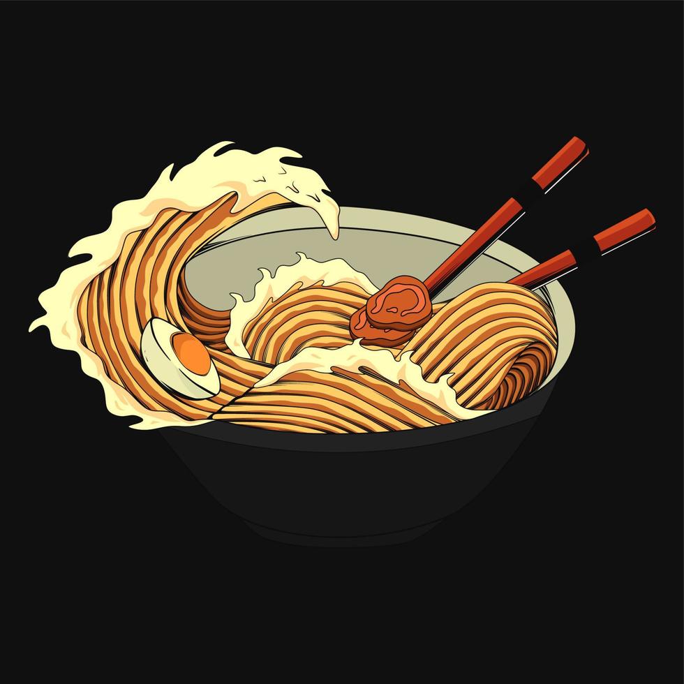 980x980 Traditional japanese ramen and wave for tshirt